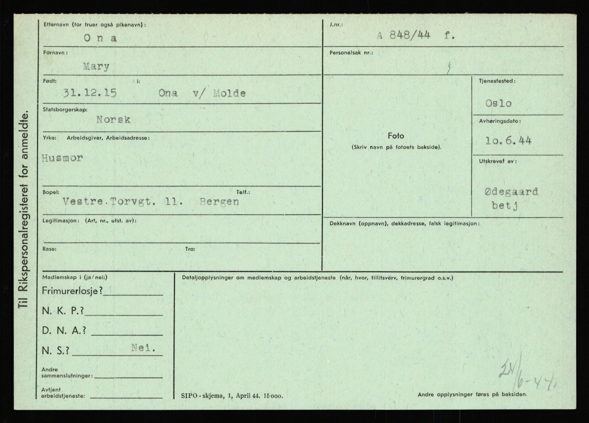 Statspolitiet - Hovedkontoret / Osloavdelingen, AV/RA-S-1329/C/Ca/L0012: Oanæs - Quistgaard	, 1943-1945, s. 2086