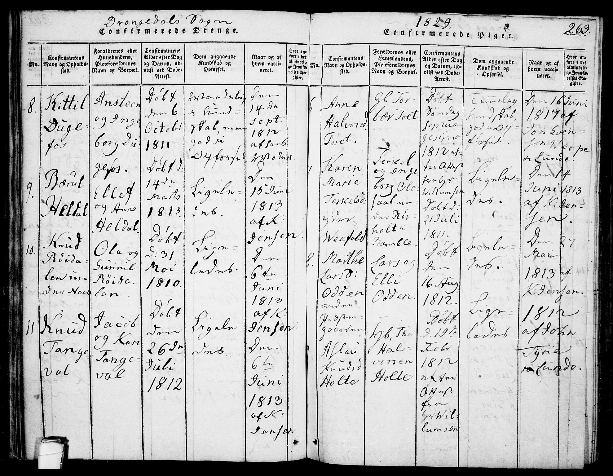 Drangedal kirkebøker, SAKO/A-258/F/Fa/L0005: Ministerialbok nr. 5 /1, 1814-1831, s. 263