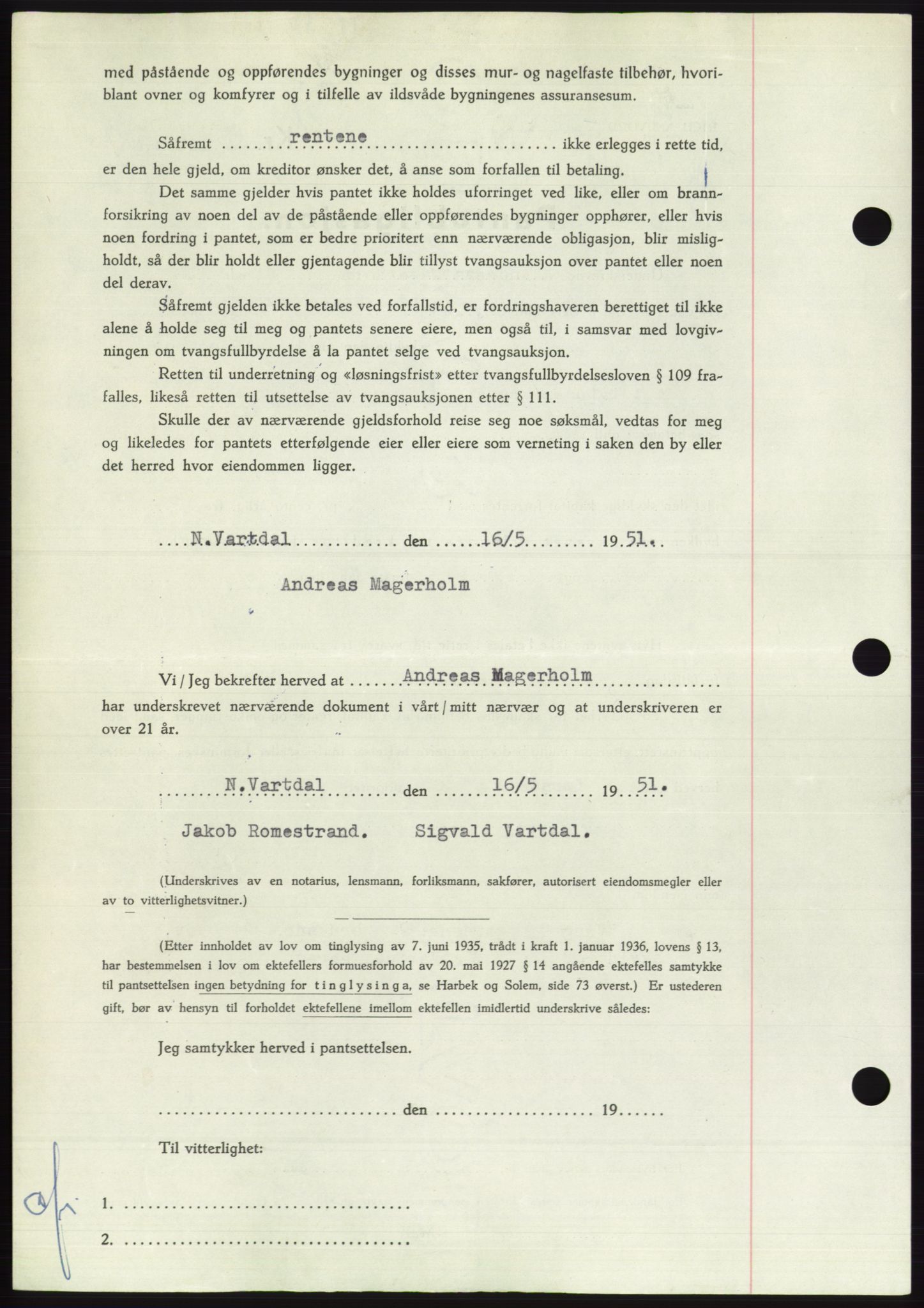 Søre Sunnmøre sorenskriveri, AV/SAT-A-4122/1/2/2C/L0120: Pantebok nr. 8B, 1951-1951, Dagboknr: 953/1951