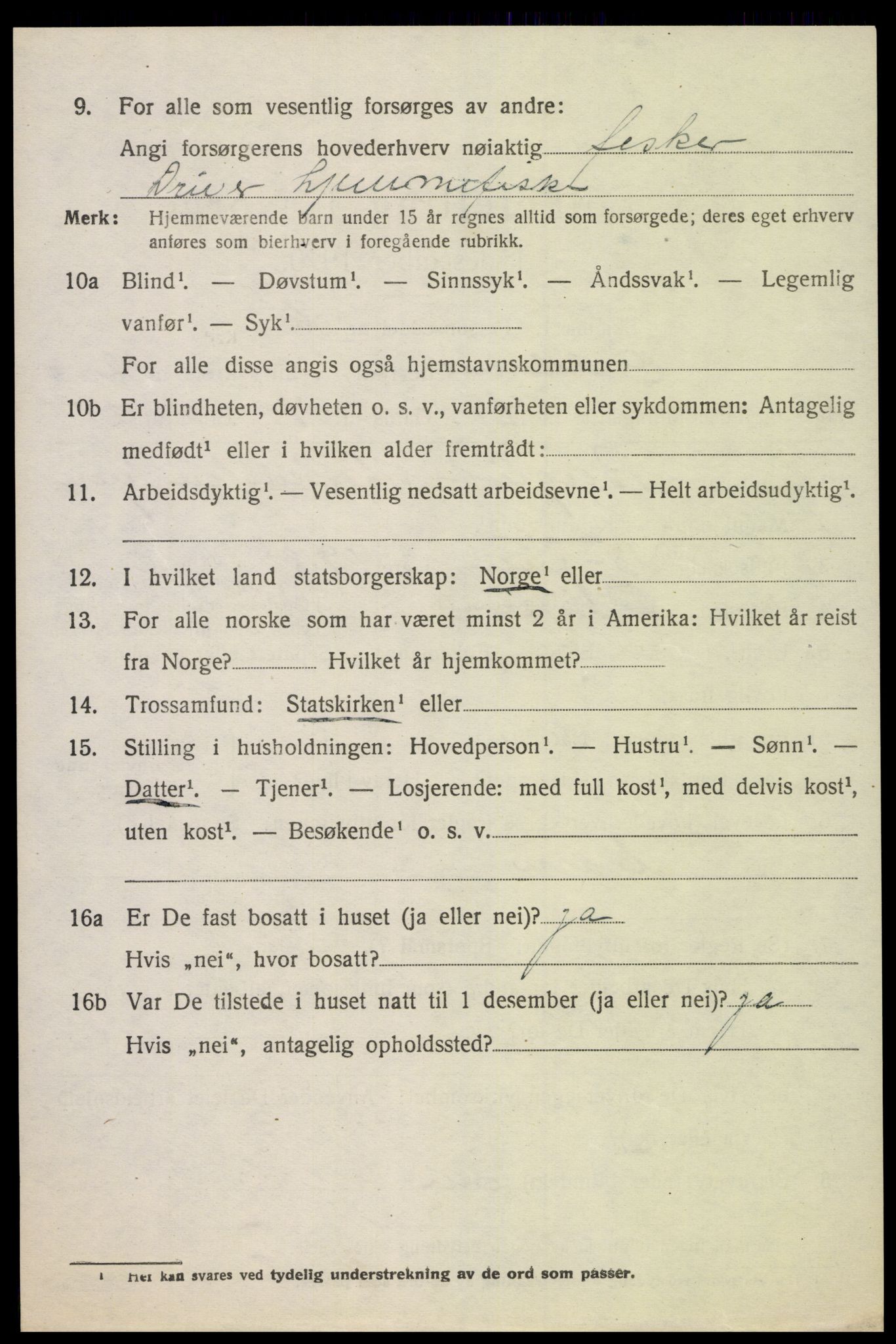 SAK, Folketelling 1920 for 1012 Oddernes herred, 1920, s. 3314