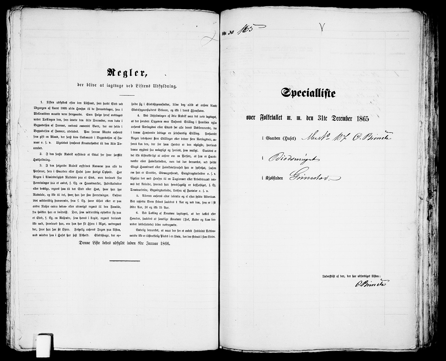 RA, Folketelling 1865 for 0904B Fjære prestegjeld, Grimstad kjøpstad, 1865, s. 336