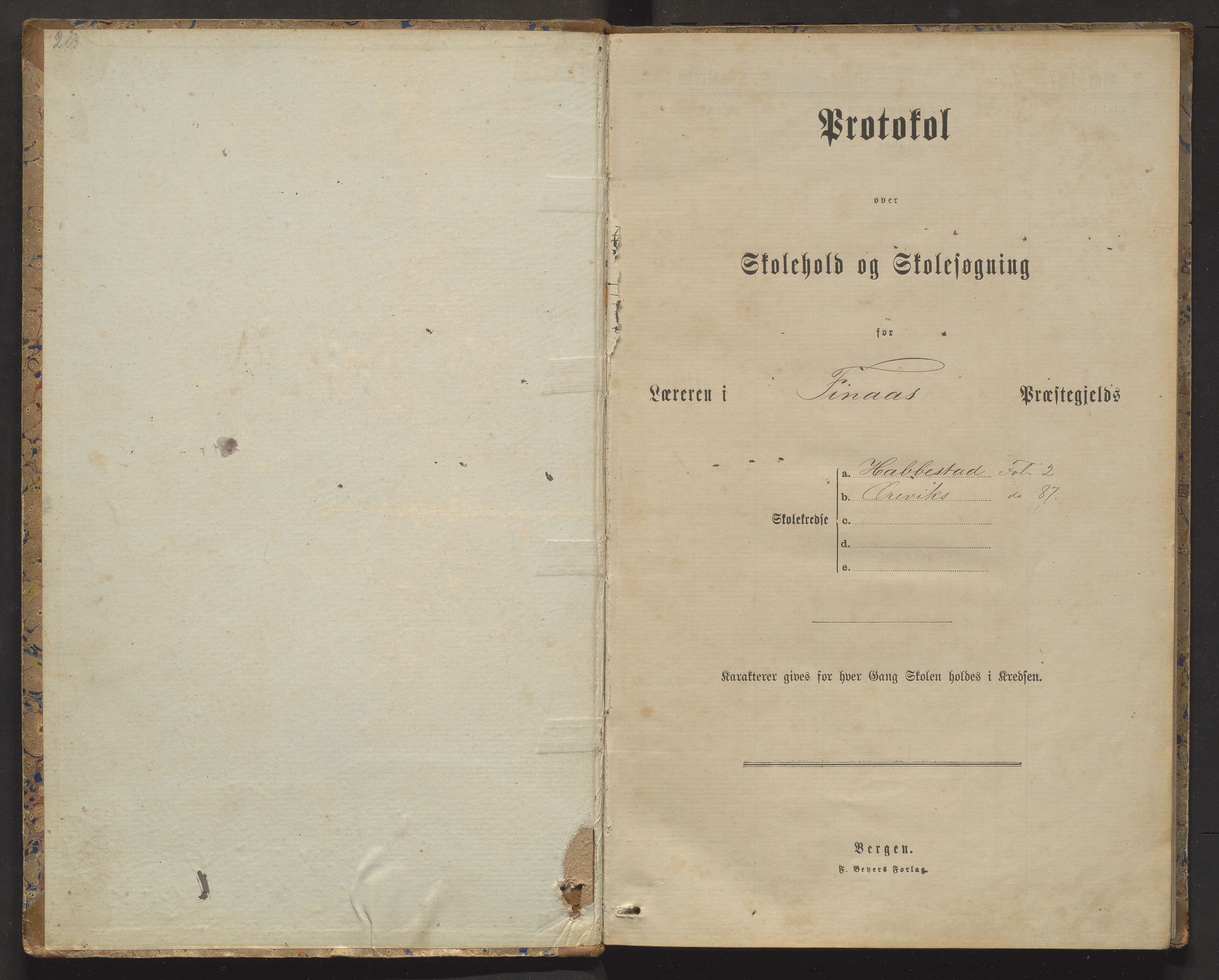 Bremnes kommune. Barneskulane, IKAH/1220-231/F/Fa/L0003B: Skuleprotokoll for Habbestad og Erevik skule, 1878-1886