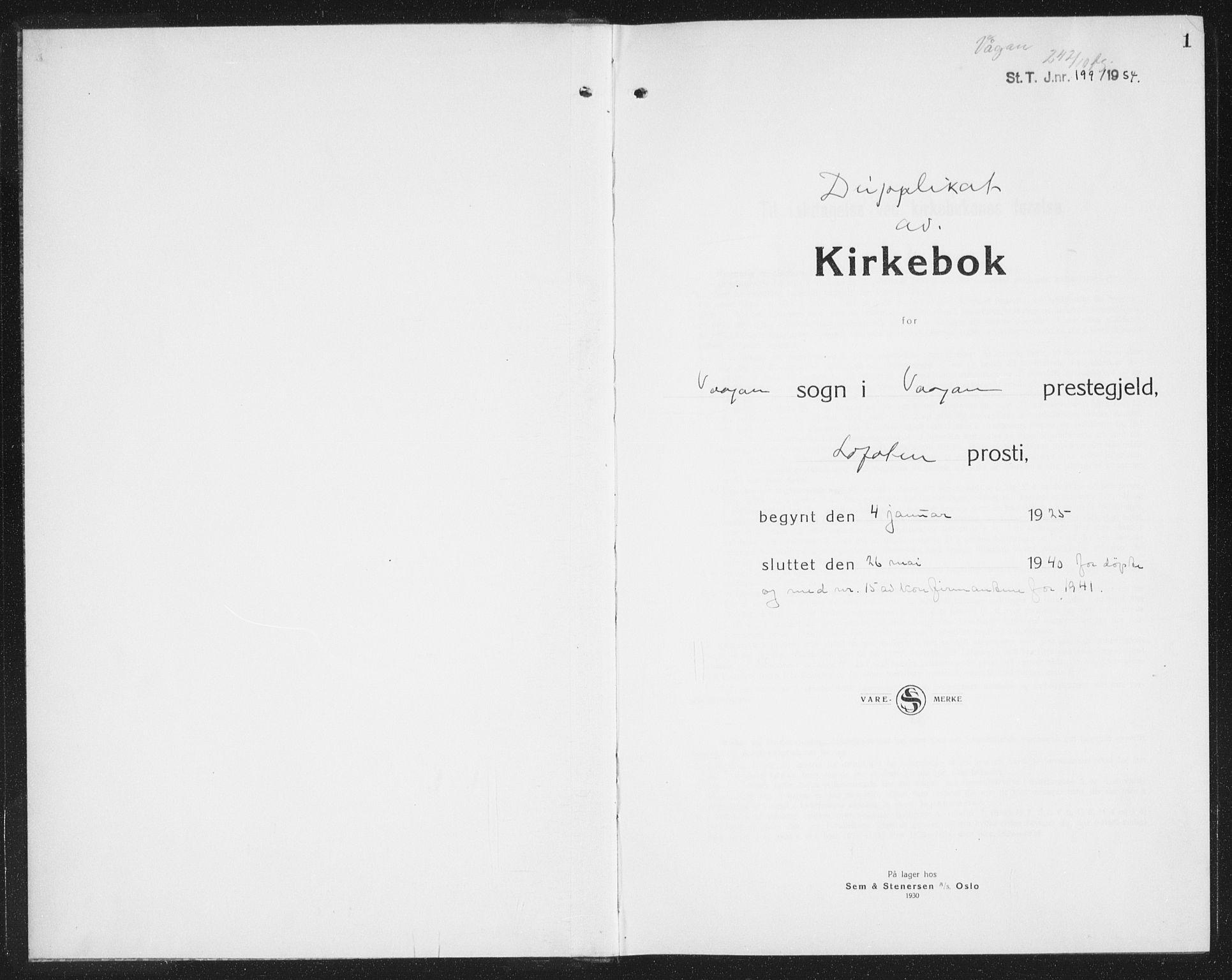 Ministerialprotokoller, klokkerbøker og fødselsregistre - Nordland, SAT/A-1459/874/L1081: Klokkerbok nr. 874C10, 1925-1941, s. 1