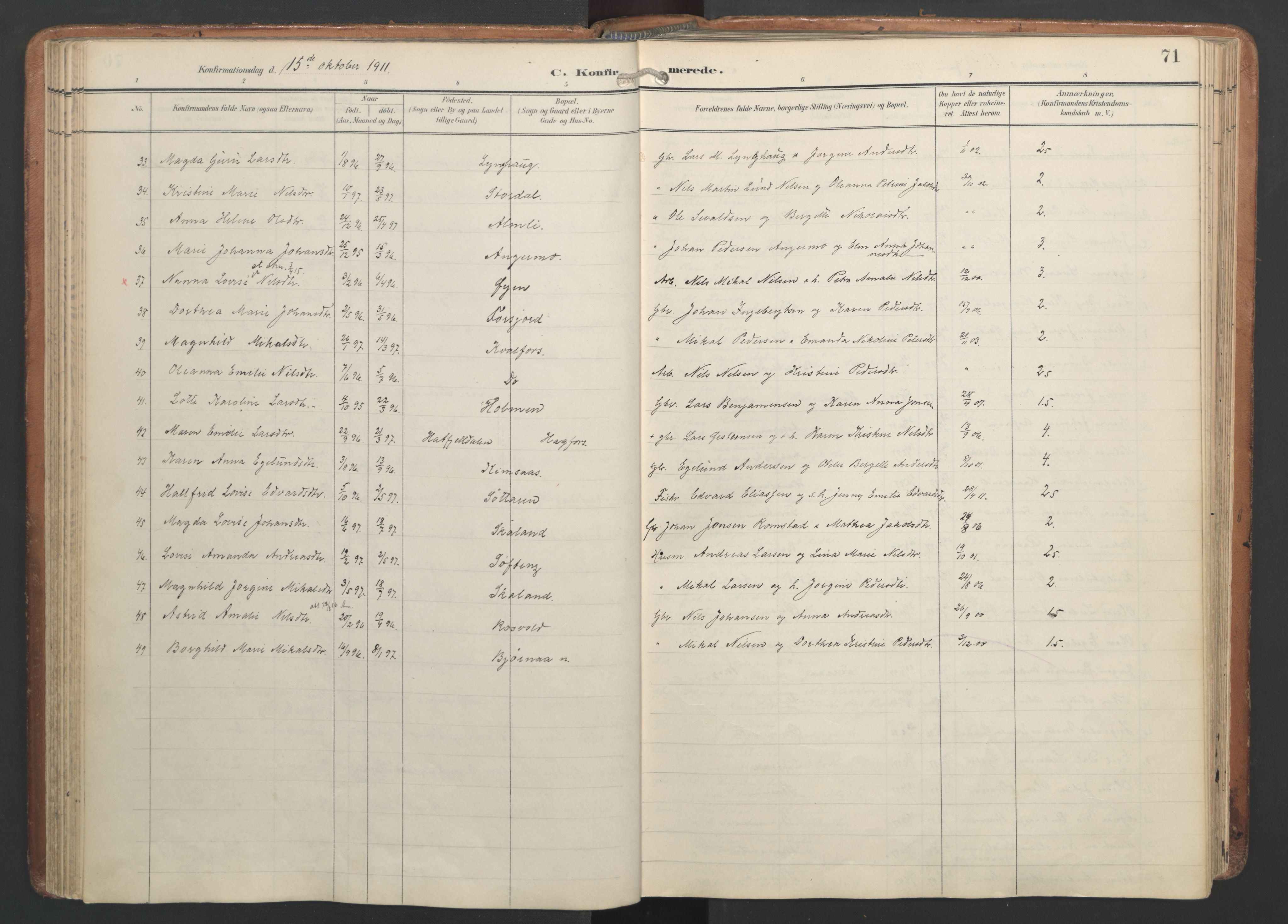 Ministerialprotokoller, klokkerbøker og fødselsregistre - Nordland, AV/SAT-A-1459/820/L0298: Ministerialbok nr. 820A19, 1897-1915, s. 71