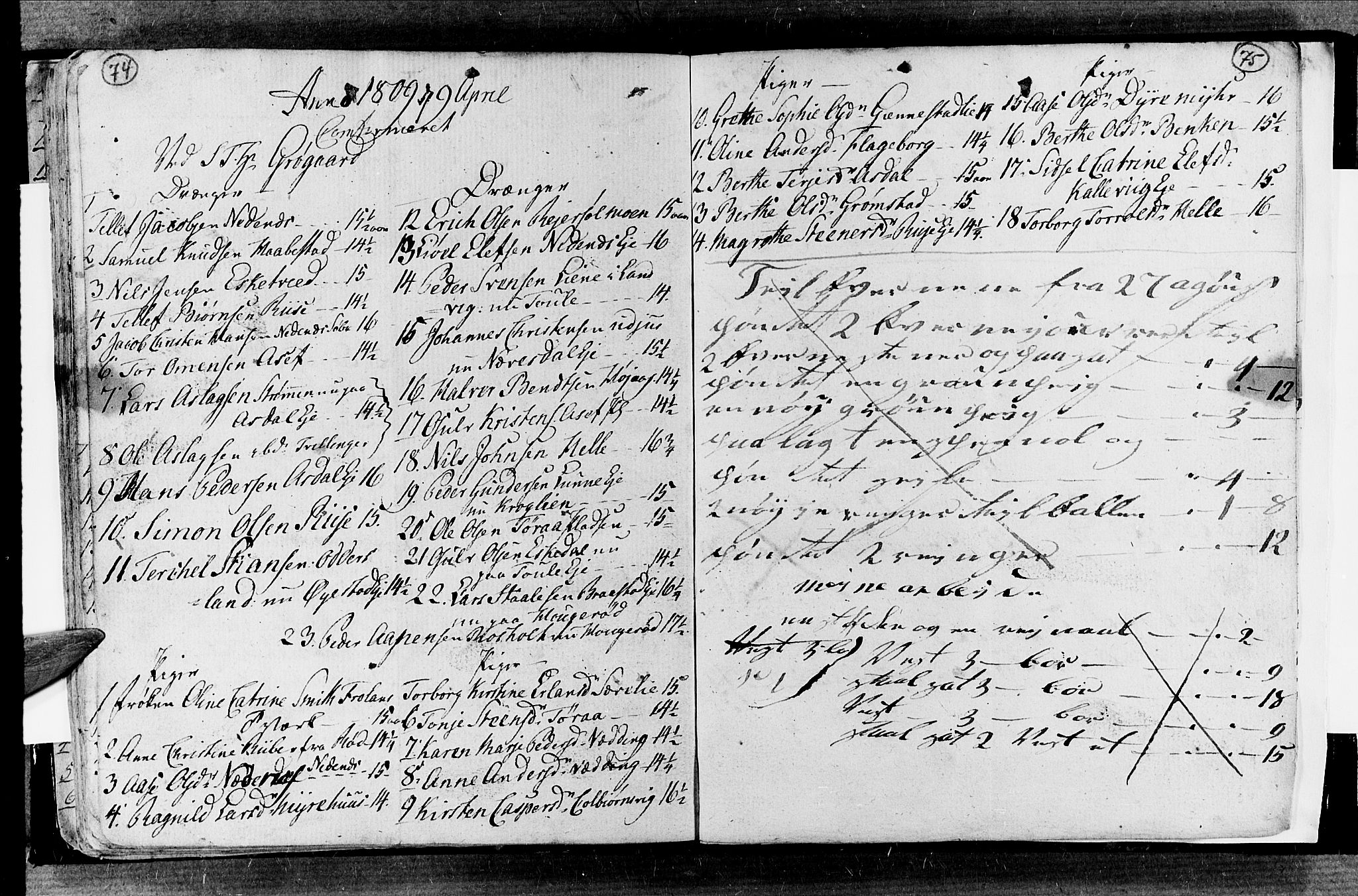 Øyestad sokneprestkontor, AV/SAK-1111-0049/F/Fa/L0010: Ministerialbok nr. A 10, 1774-1810, s. 74-75