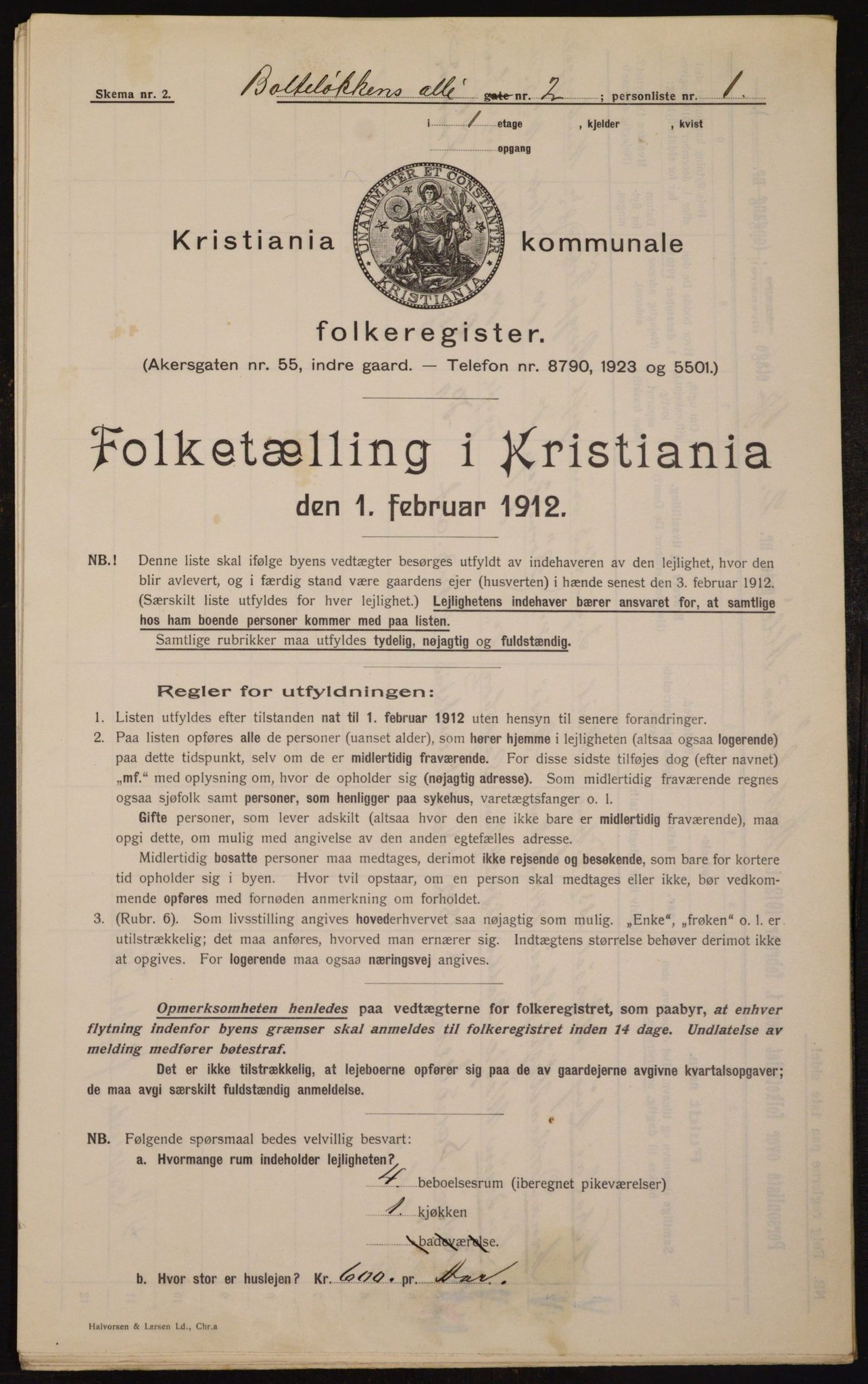 OBA, Kommunal folketelling 1.2.1912 for Kristiania, 1912, s. 7476