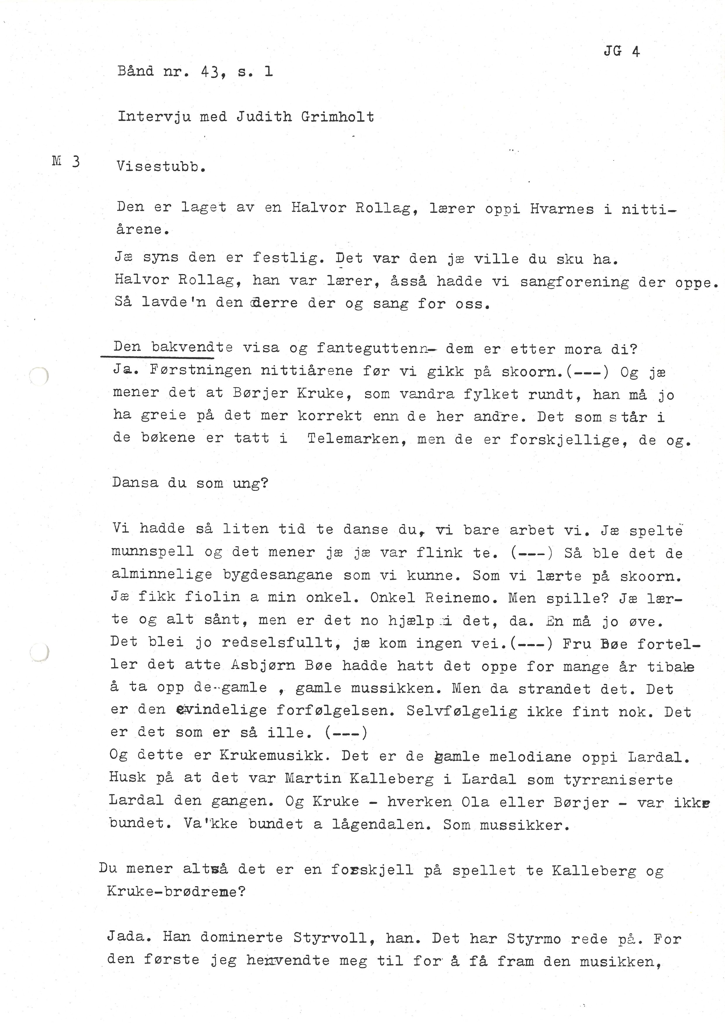 Sa 16 - Folkemusikk fra Vestfold, Gjerdesamlingen, VEMU/A-1868/I/L0001: Informantregister med intervjunedtegnelser, 1979-1986