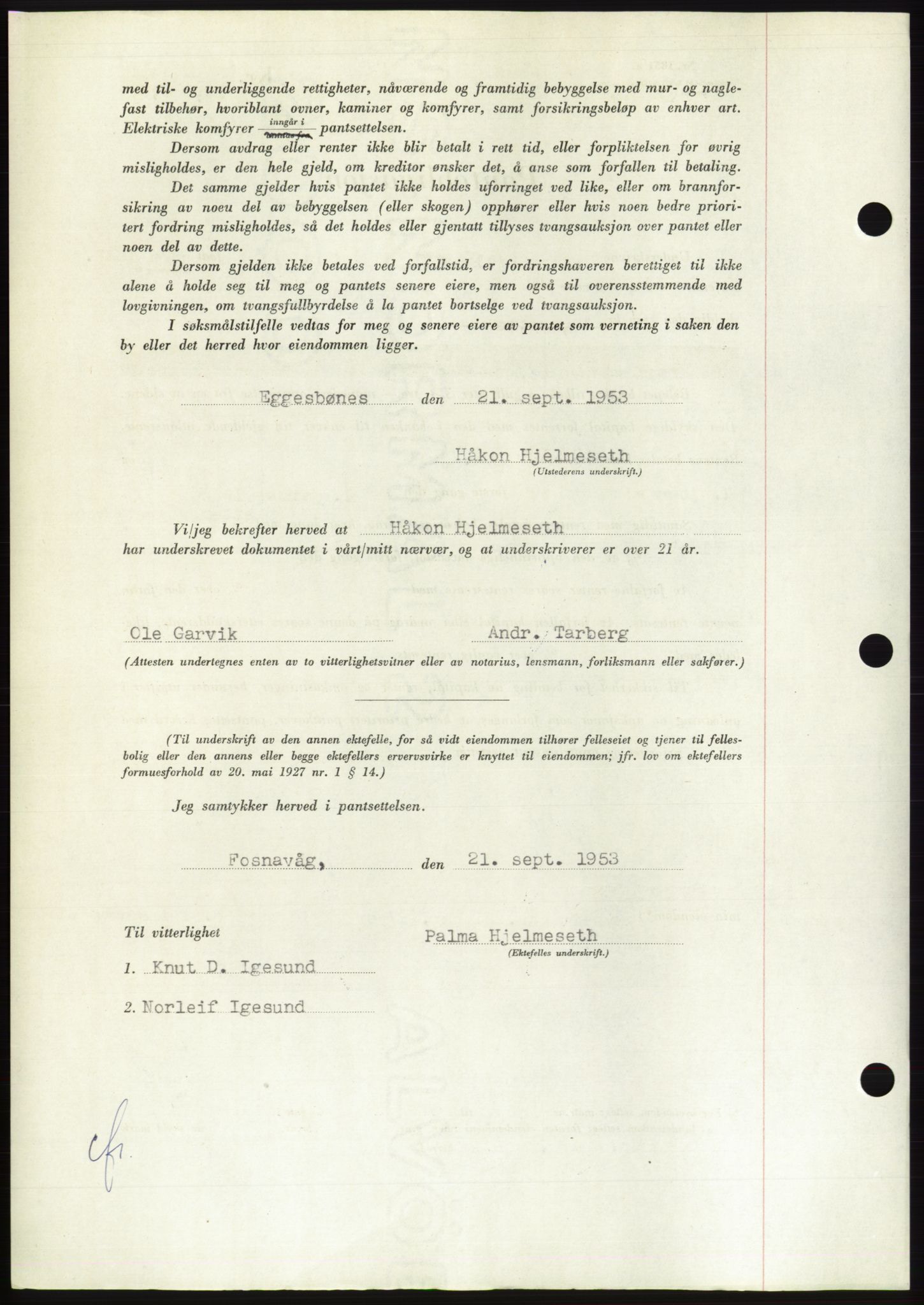 Søre Sunnmøre sorenskriveri, AV/SAT-A-4122/1/2/2C/L0124: Pantebok nr. 12B, 1953-1954, Dagboknr: 2350/1953