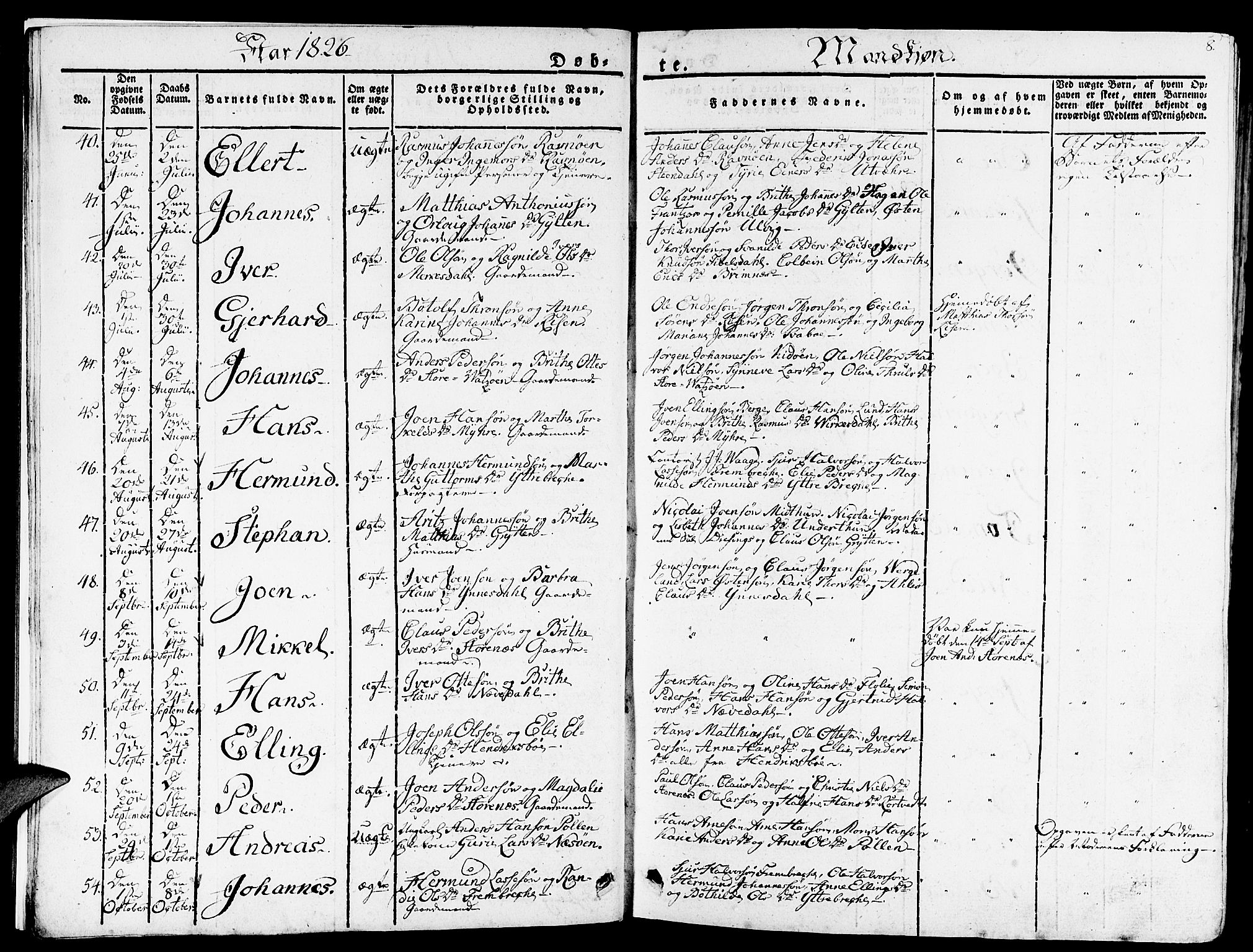Gulen sokneprestembete, AV/SAB-A-80201/H/Haa/Haaa/L0019: Ministerialbok nr. A 19, 1826-1836, s. 8