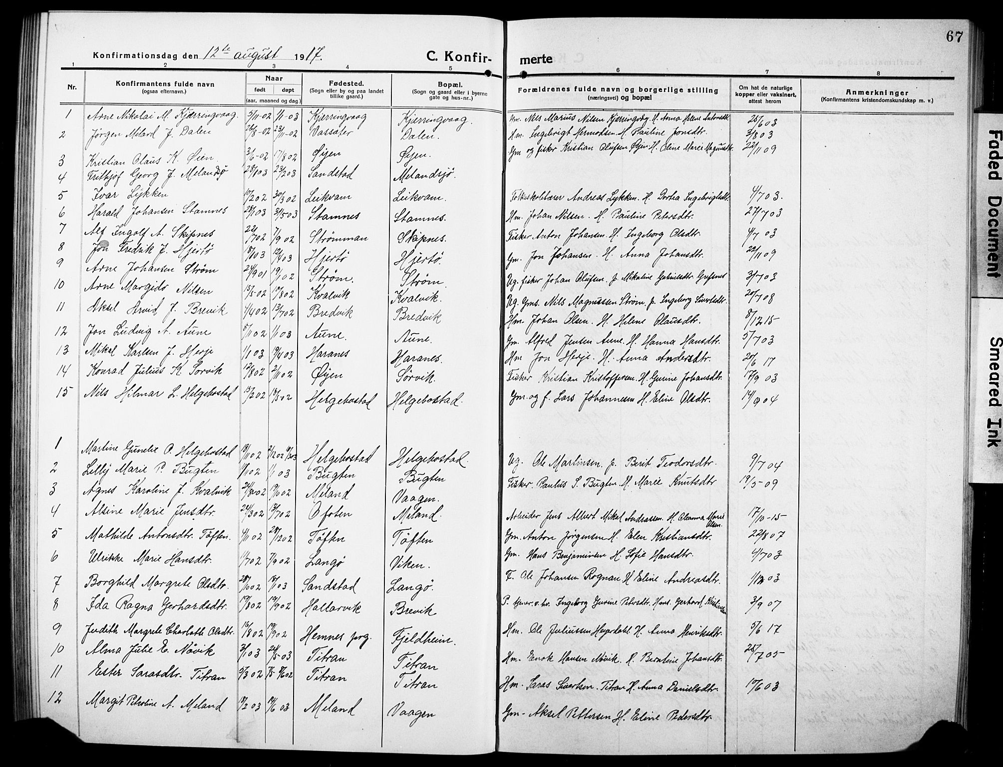 Ministerialprotokoller, klokkerbøker og fødselsregistre - Sør-Trøndelag, SAT/A-1456/634/L0543: Klokkerbok nr. 634C05, 1917-1928, s. 67