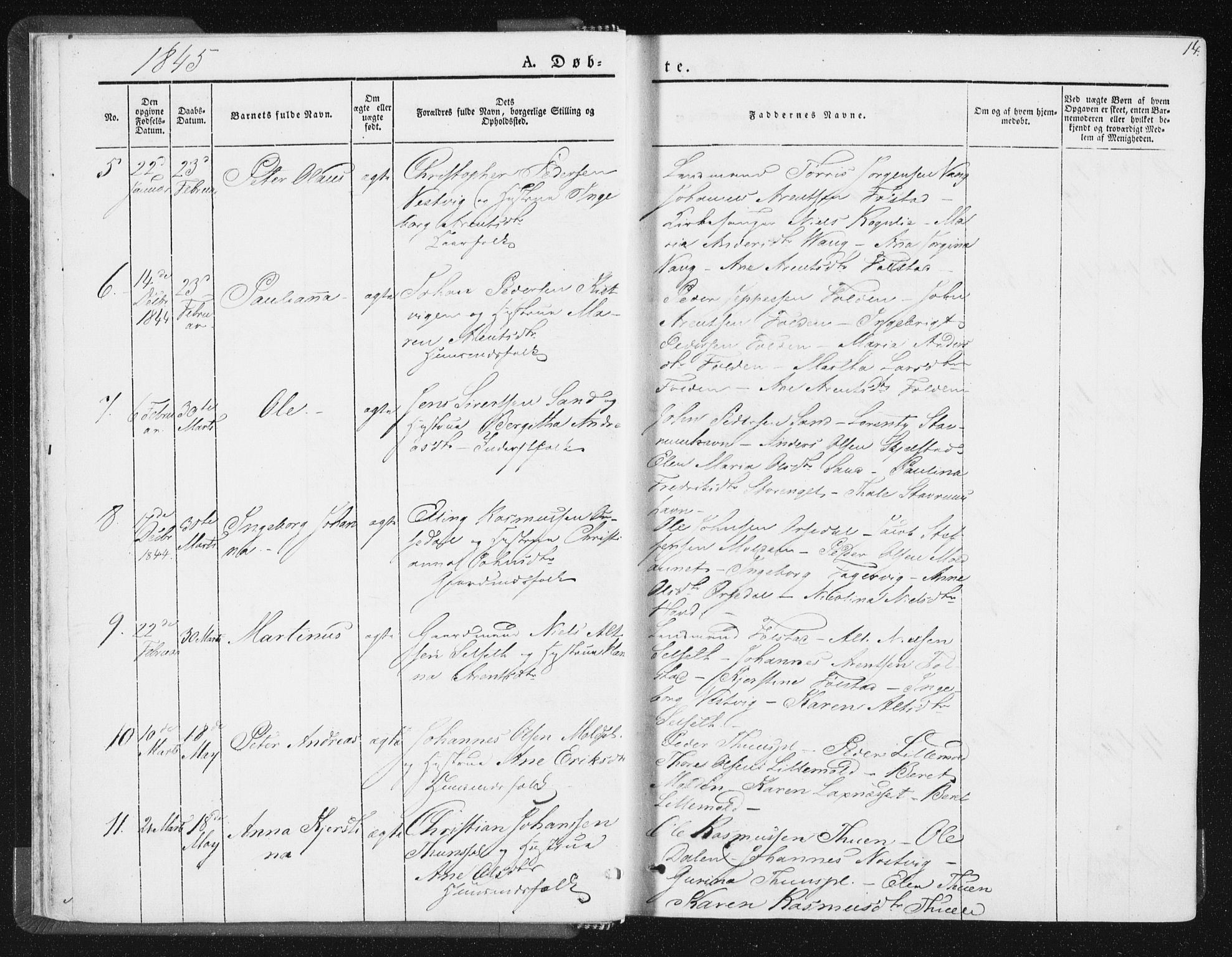 Ministerialprotokoller, klokkerbøker og fødselsregistre - Nord-Trøndelag, SAT/A-1458/744/L0418: Ministerialbok nr. 744A02, 1843-1866, s. 14