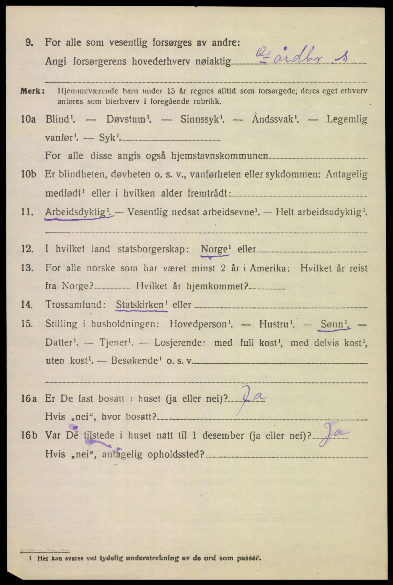 SAK, Folketelling 1920 for 1046 Tonstad herred, 1920, s. 1293