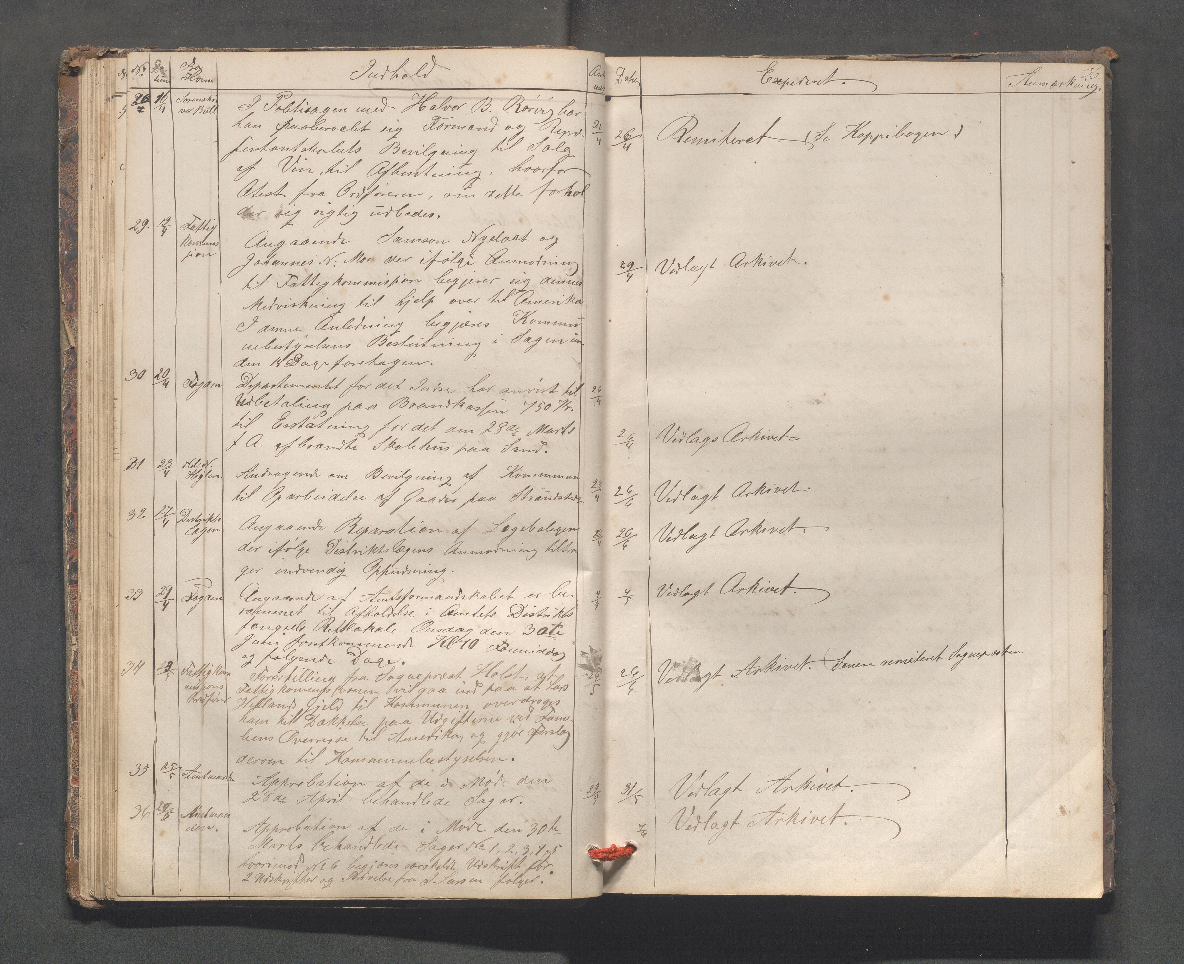 Sand kommune - Formannskapet, IKAR/K-102092/C/Ca/L0001: Brevjournal, 1859-1902, s. 36