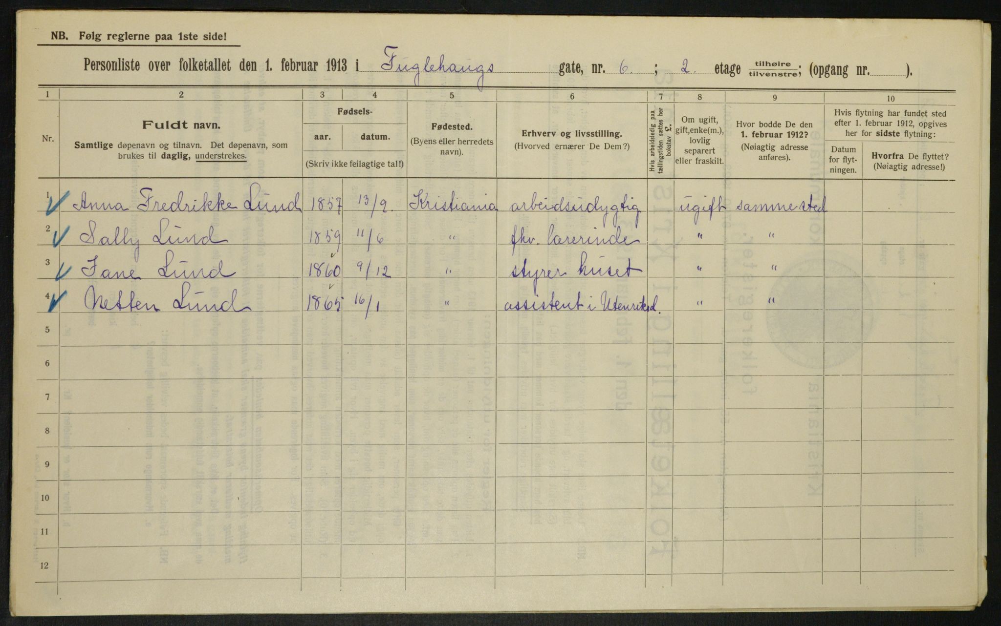 OBA, Kommunal folketelling 1.2.1913 for Kristiania, 1913, s. 28503