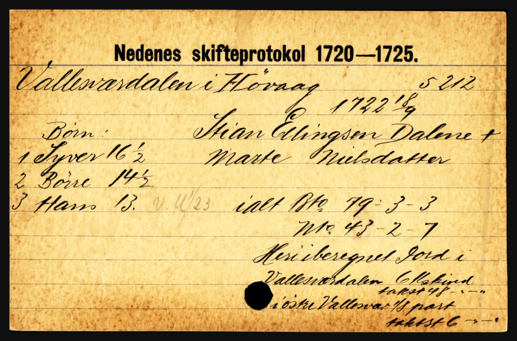 Nedenes sorenskriveri før 1824, AV/SAK-1221-0007/H, s. 32559