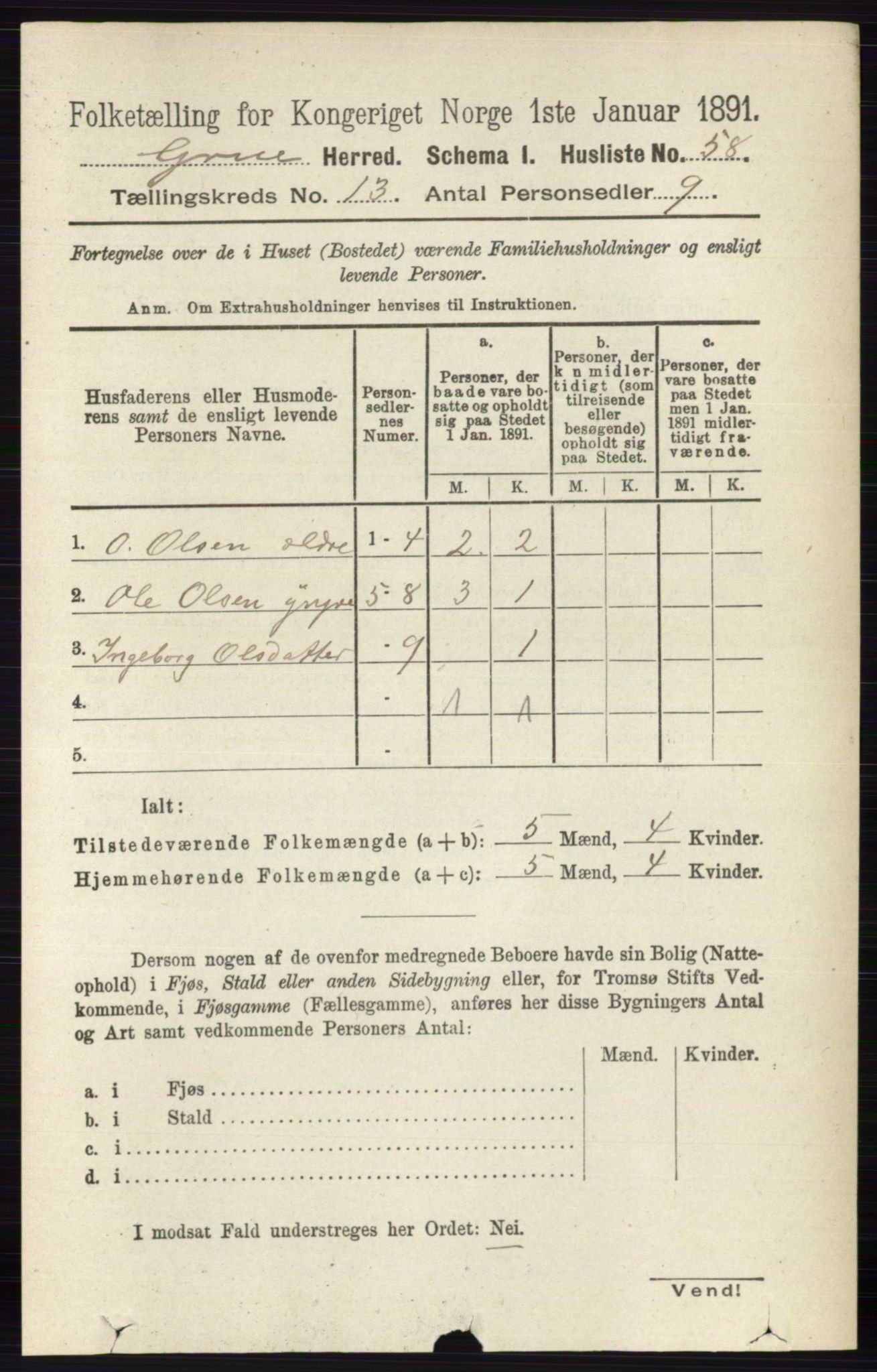 RA, Folketelling 1891 for 0423 Grue herred, 1891, s. 6556