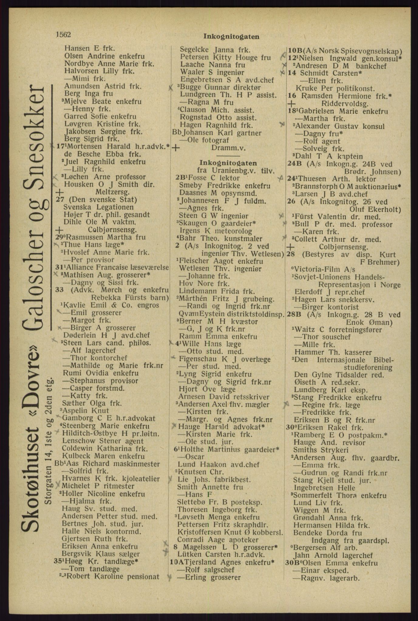 Kristiania/Oslo adressebok, PUBL/-, 1929, s. 1562