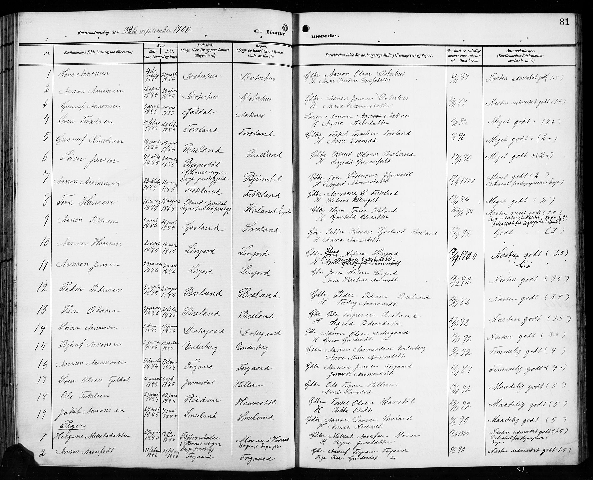 Åseral sokneprestkontor, AV/SAK-1111-0051/F/Fb/L0003: Klokkerbok nr. B 3, 1900-1919, s. 81