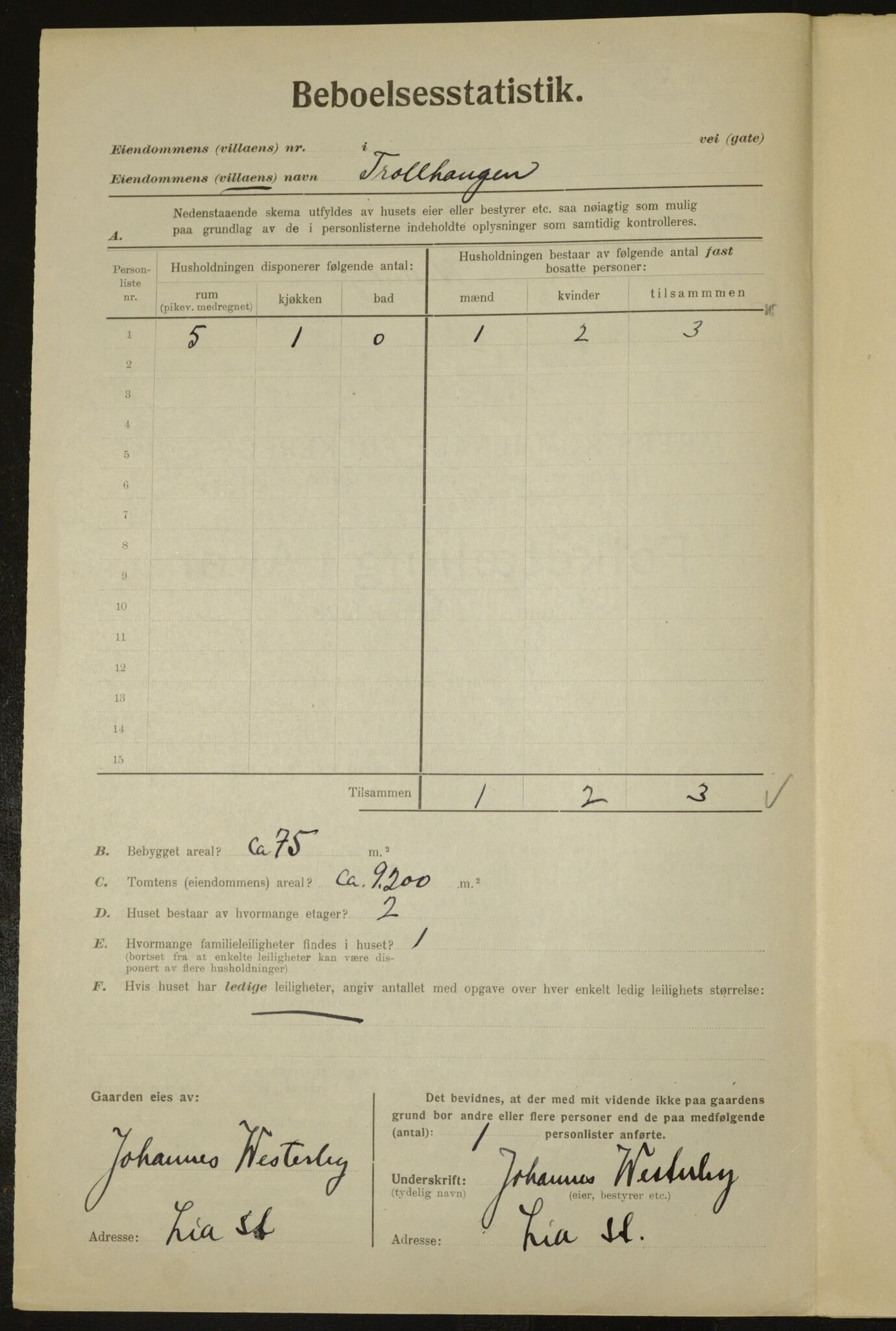 , Kommunal folketelling 1.12.1923 for Aker, 1923, s. 3584