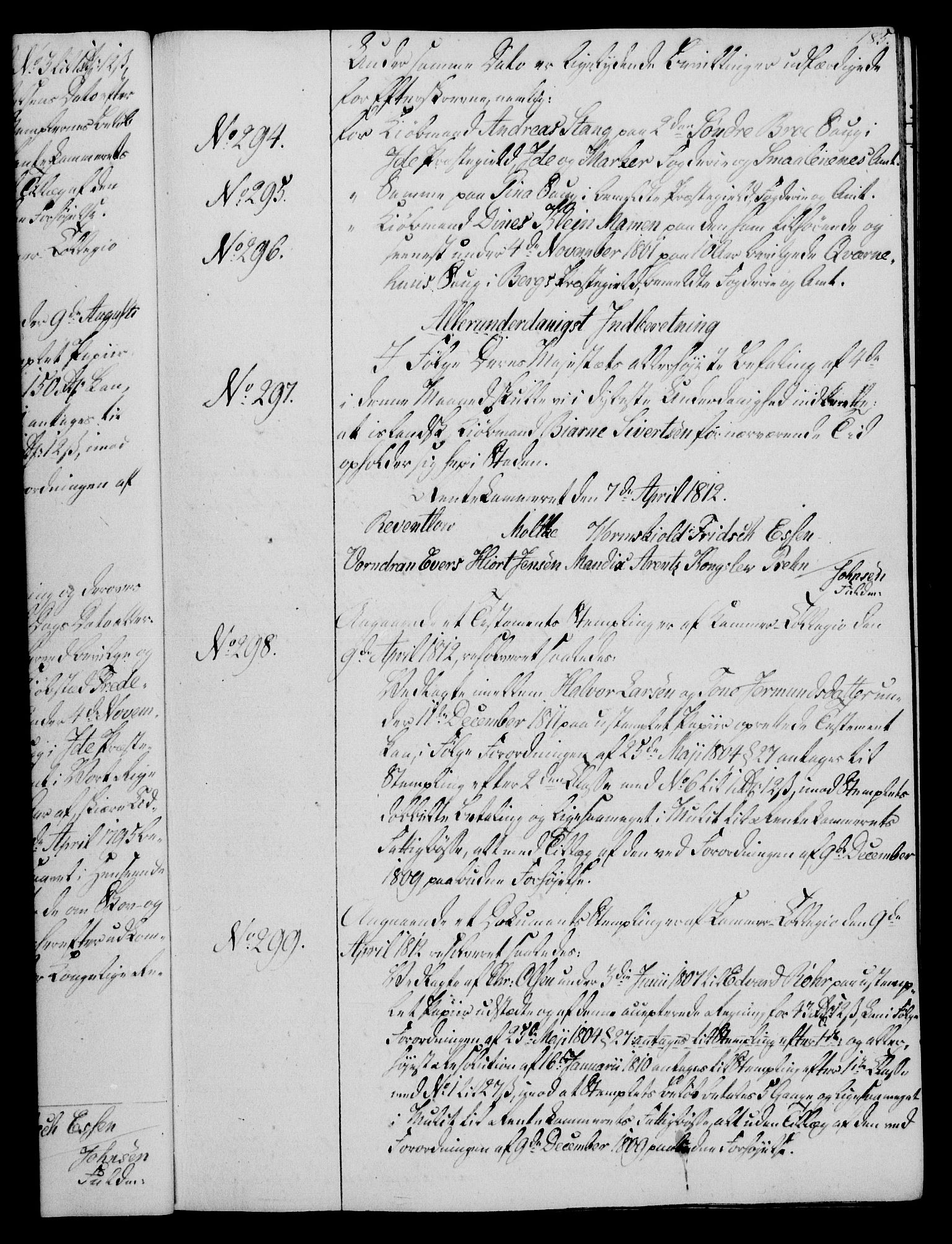 Rentekammeret, Kammerkanselliet, RA/EA-3111/G/Gg/Gga/L0020: Norsk ekspedisjonsprotokoll med register (merket RK 53.20), 1811-1814, s. 185