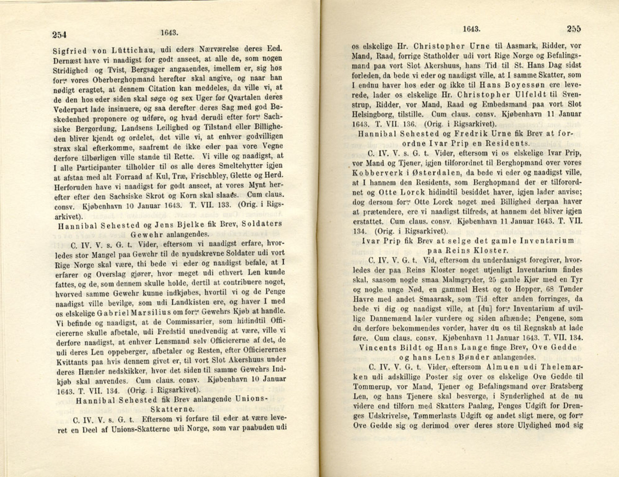 Publikasjoner utgitt av Det Norske Historiske Kildeskriftfond, PUBL/-/-/-: Norske Rigs-Registranter, bind 8, 1641-1648, s. 254-255