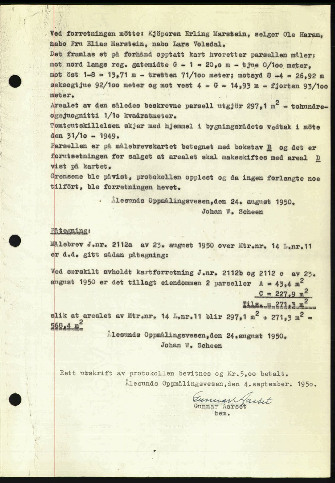 Ålesund byfogd, AV/SAT-A-4384: Pantebok nr. 37A (2), 1949-1950, Dagboknr: 782/1950