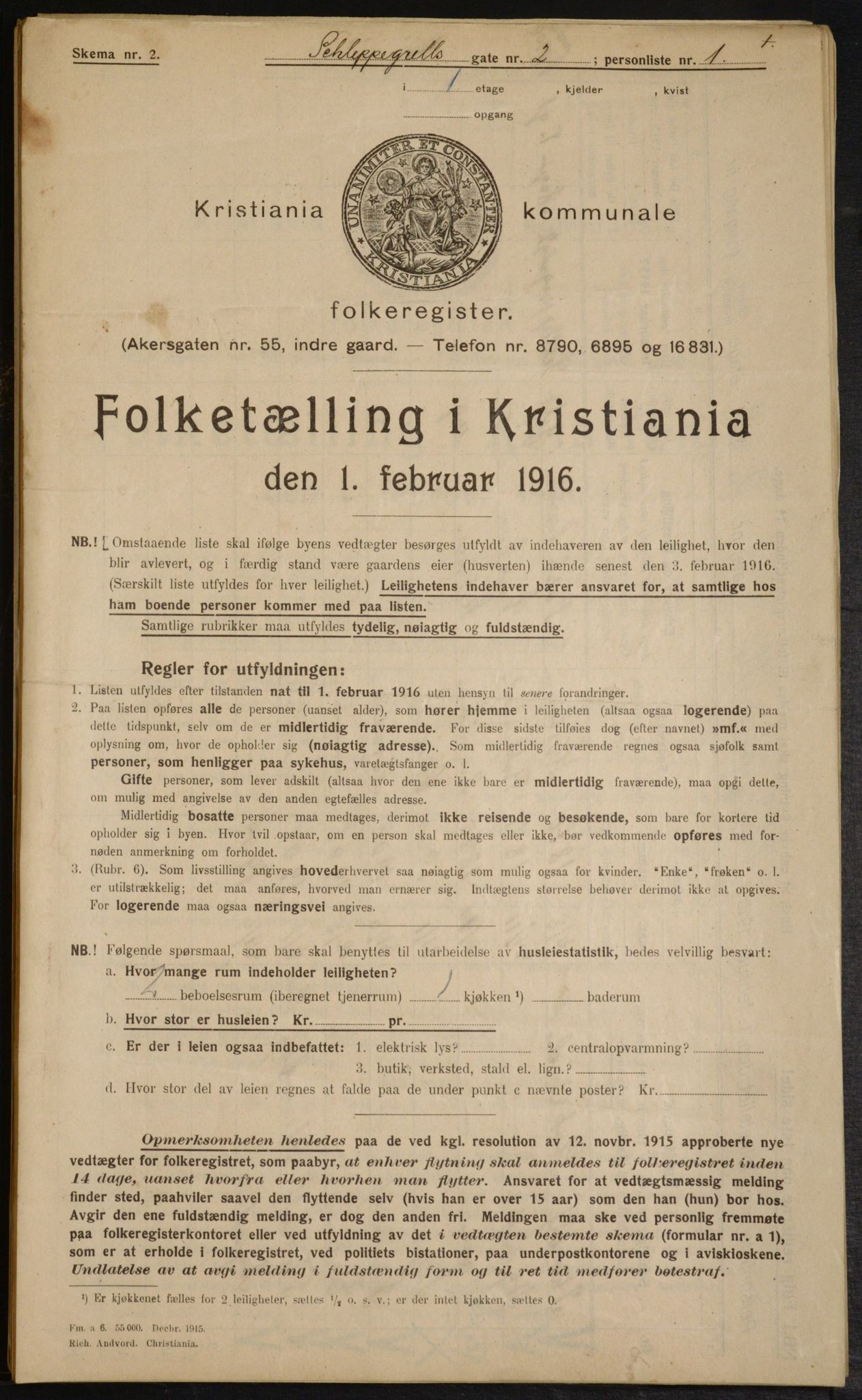 OBA, Kommunal folketelling 1.2.1916 for Kristiania, 1916, s. 91783