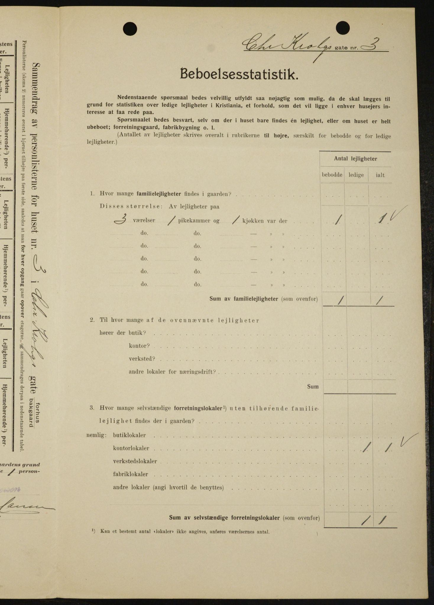 OBA, Kommunal folketelling 1.2.1909 for Kristiania kjøpstad, 1909, s. 10592