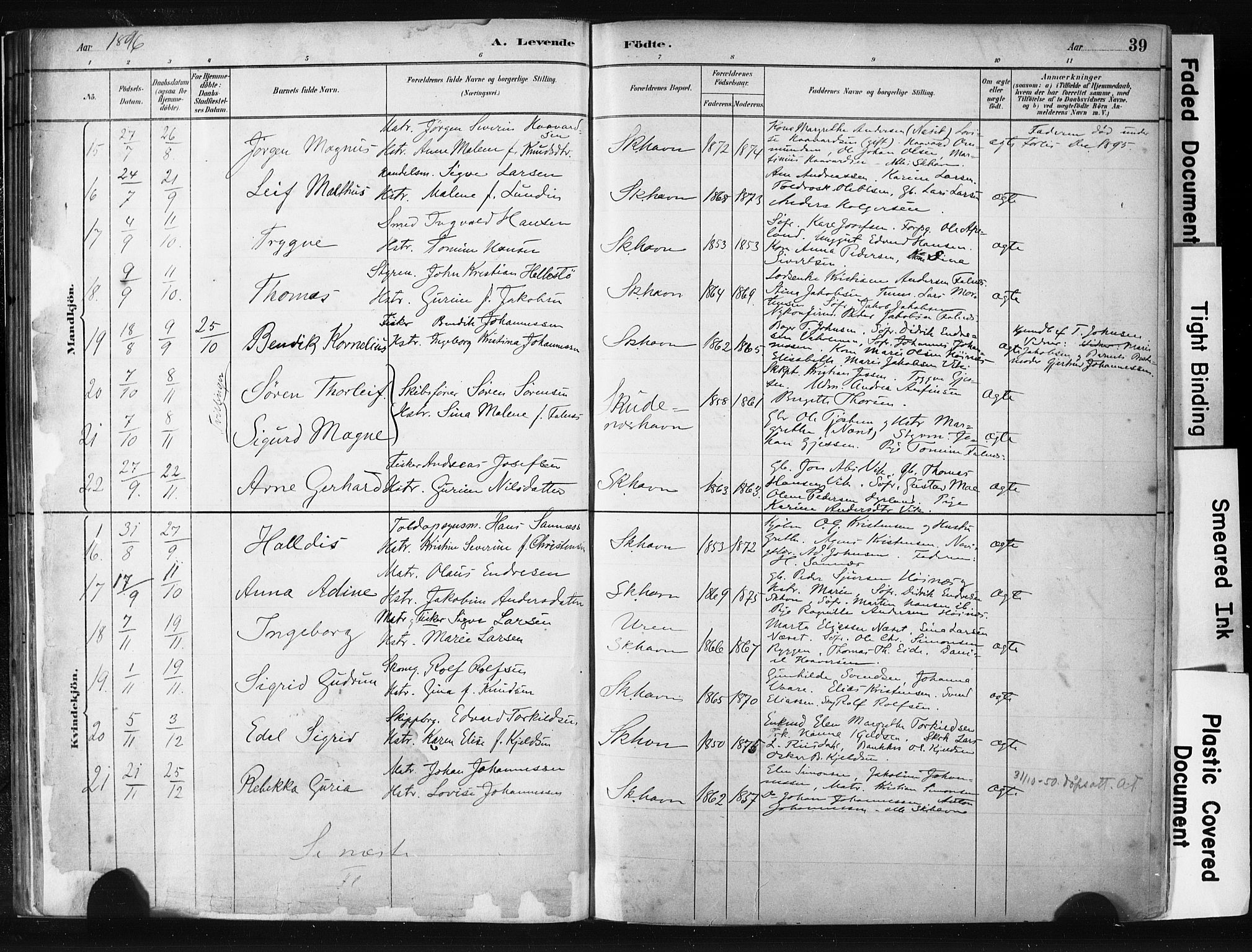 Skudenes sokneprestkontor, AV/SAST-A -101849/H/Ha/Haa/L0008: Ministerialbok nr. A 5, 1882-1912, s. 39