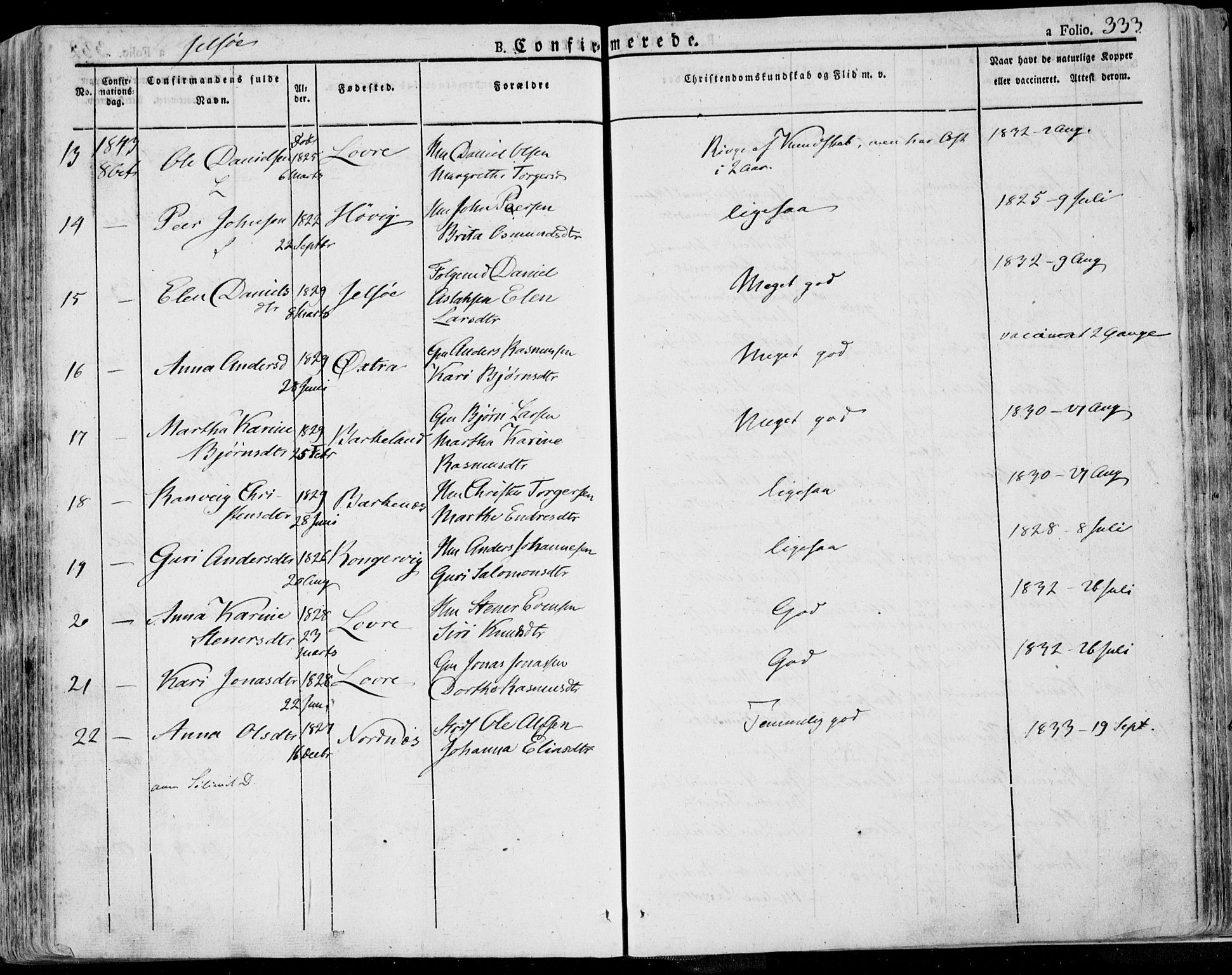 Jelsa sokneprestkontor, AV/SAST-A-101842/01/IV: Ministerialbok nr. A 6.1, 1828-1853, s. 333