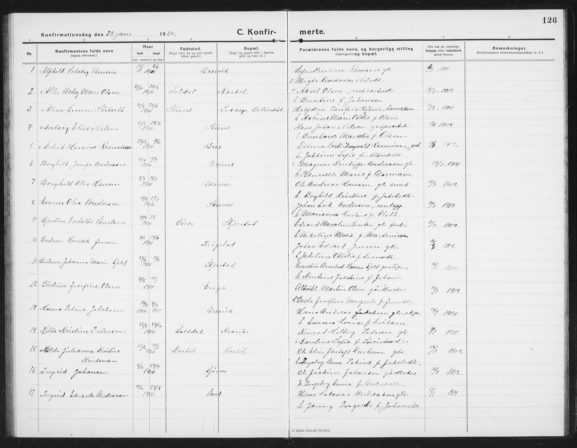 Ministerialprotokoller, klokkerbøker og fødselsregistre - Nordland, AV/SAT-A-1459/852/L0757: Klokkerbok nr. 852C08, 1916-1934, s. 126