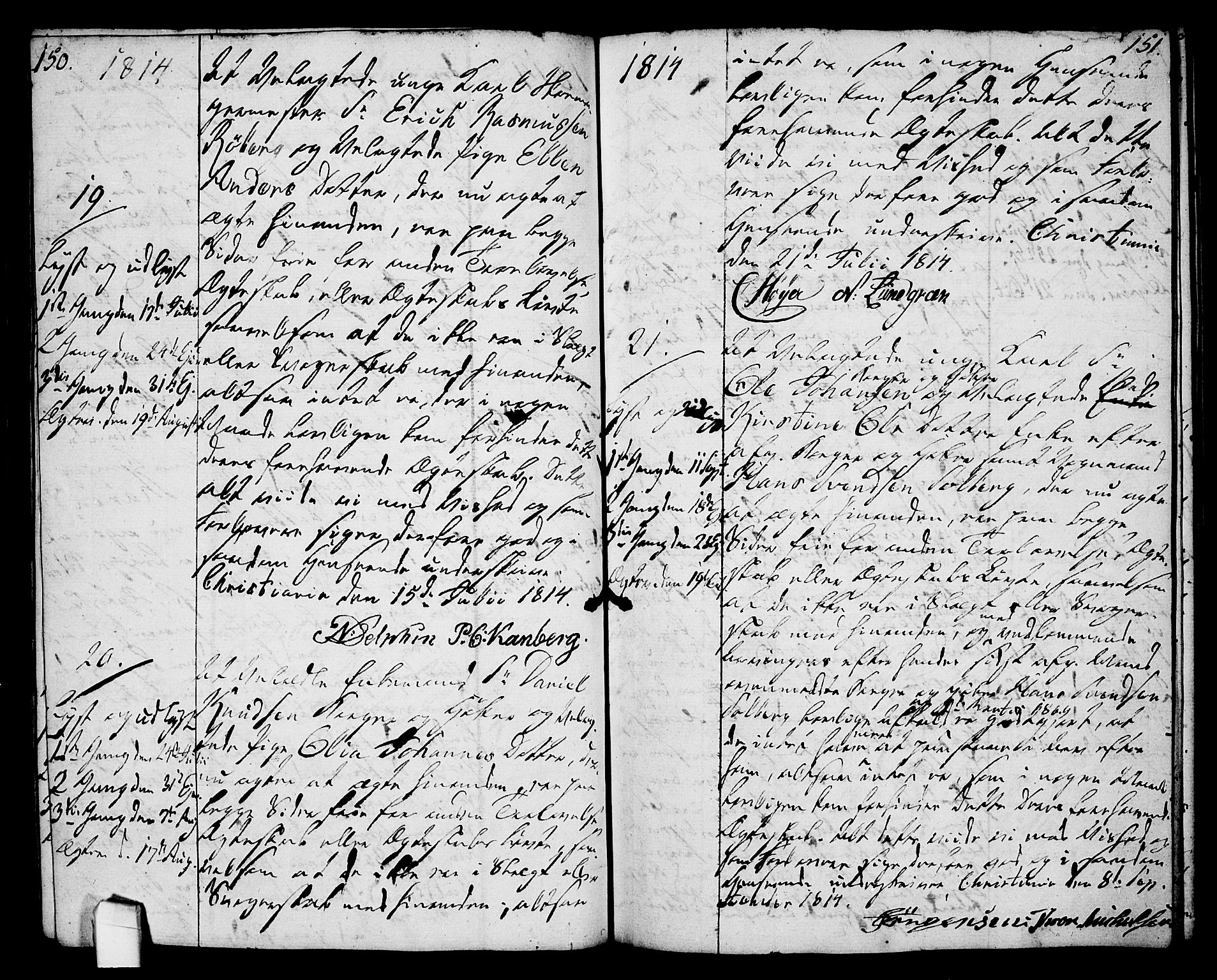 Oslo domkirke Kirkebøker, SAO/A-10752/L/La/L0011: Forlovererklæringer nr. 11, 1807-1819, s. 150-151