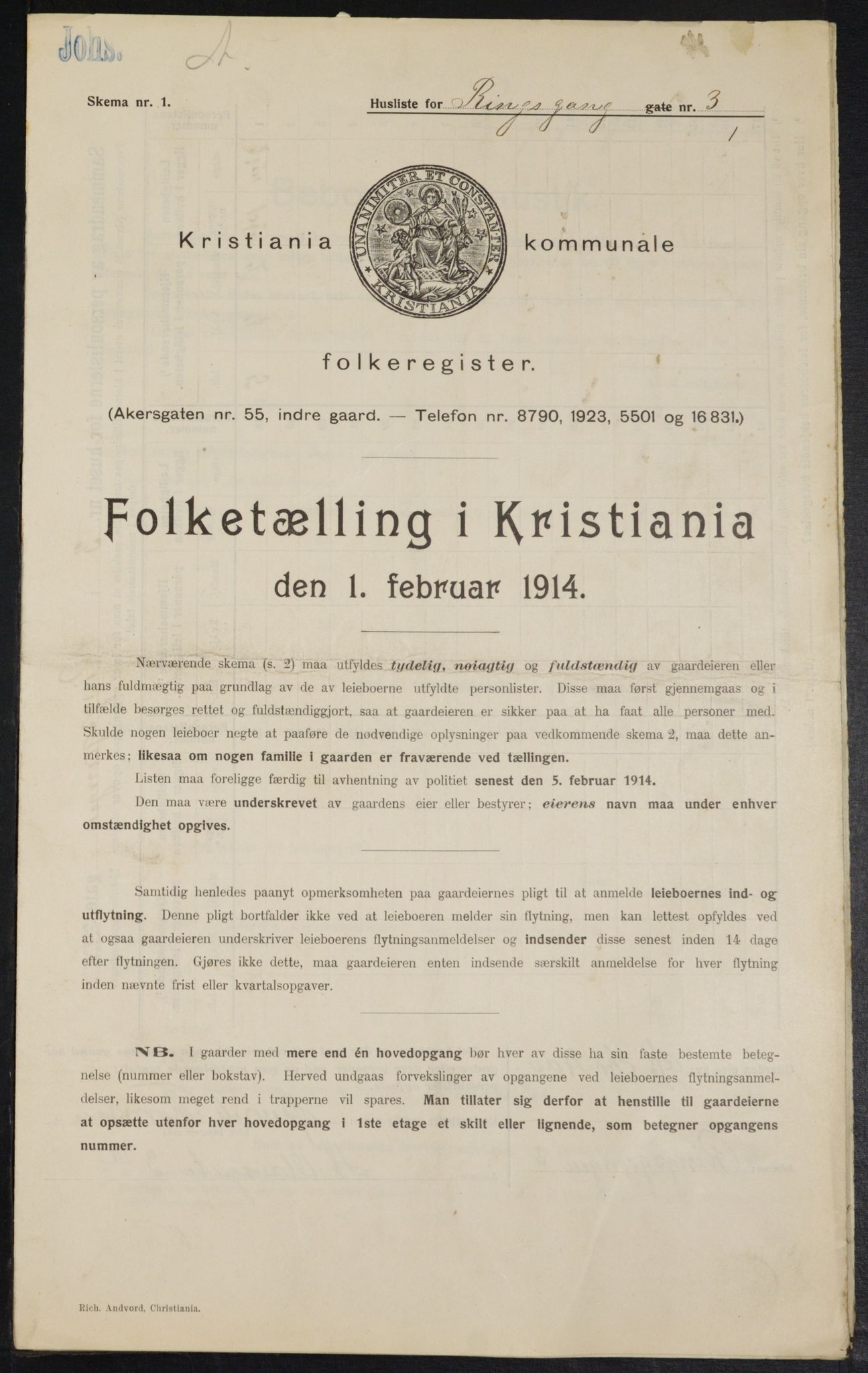OBA, Kommunal folketelling 1.2.1914 for Kristiania, 1914, s. 83090
