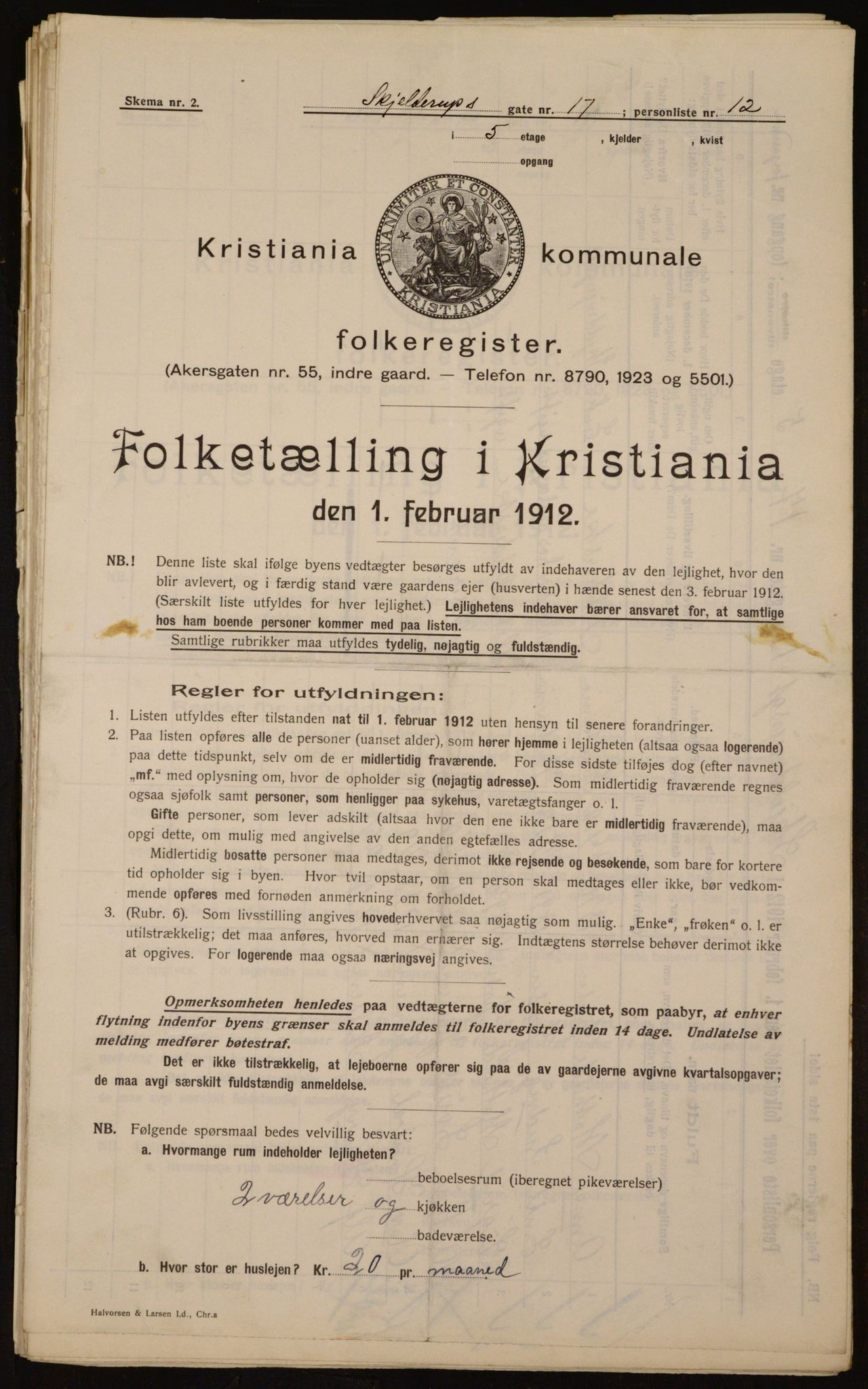 OBA, Kommunal folketelling 1.2.1912 for Kristiania, 1912, s. 96088