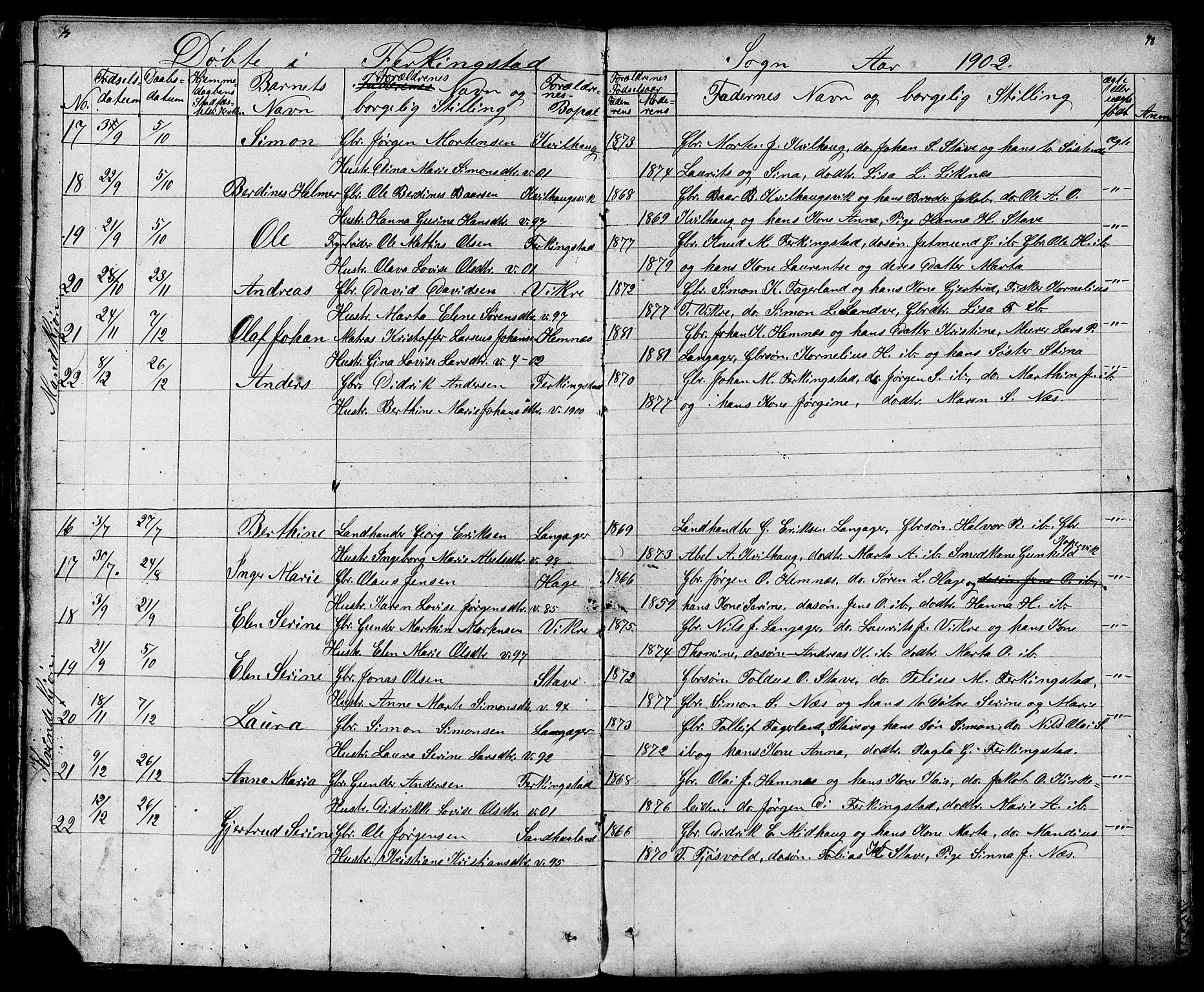 Skudenes sokneprestkontor, AV/SAST-A -101849/H/Ha/Hab/L0006: Klokkerbok nr. B 6, 1874-1908, s. 78