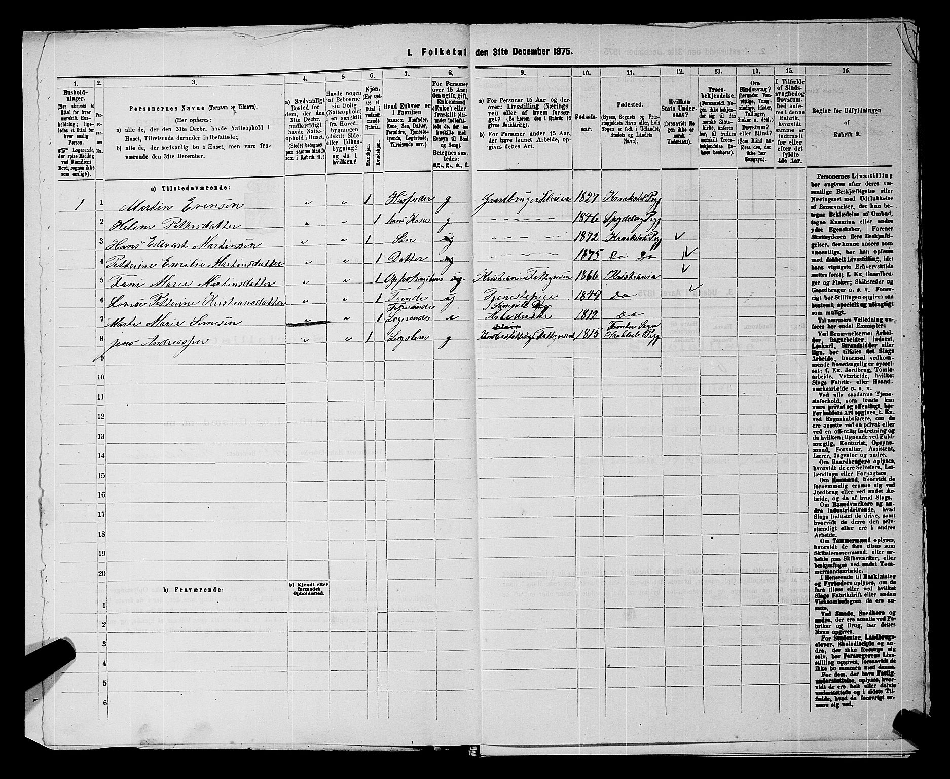 RA, Folketelling 1875 for 0212P Kråkstad prestegjeld, 1875, s. 1006