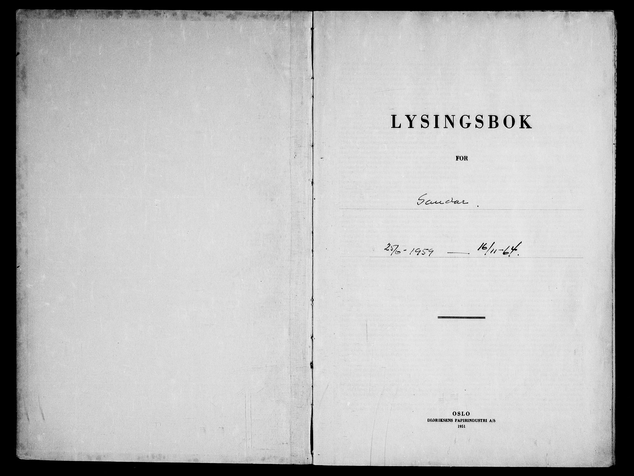 Sandar kirkebøker, SAKO/A-243/H/Ha/L0010: Lysningsprotokoll nr. 10, 1959-1964