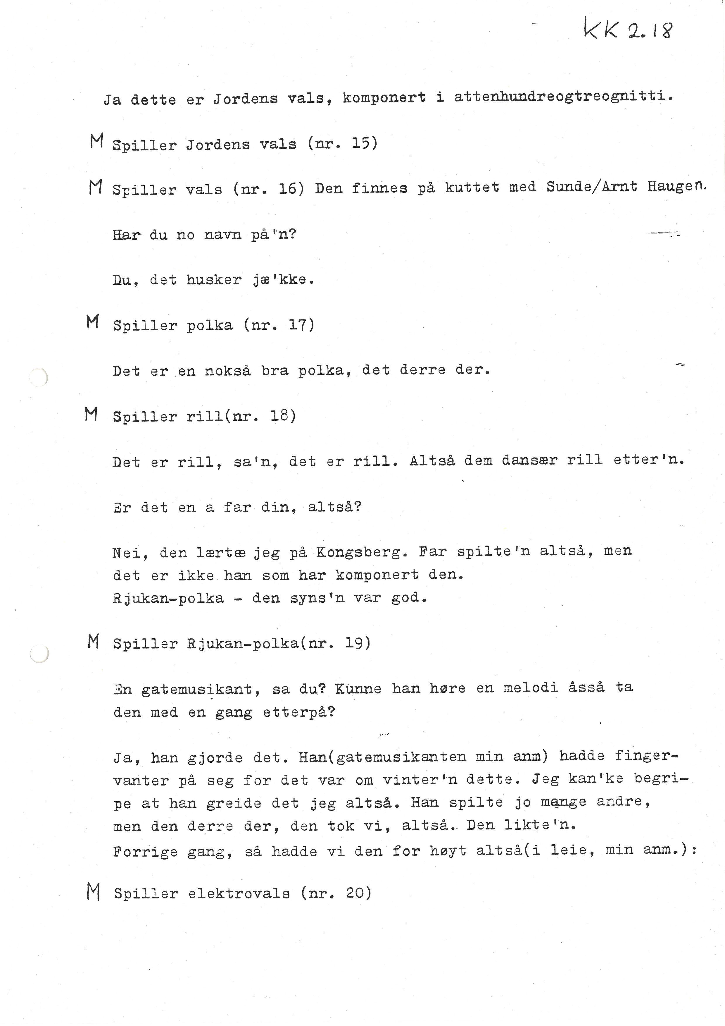 Sa 16 - Folkemusikk fra Vestfold, Gjerdesamlingen, VEMU/A-1868/I/L0001: Informantregister med intervjunedtegnelser, 1979-1986