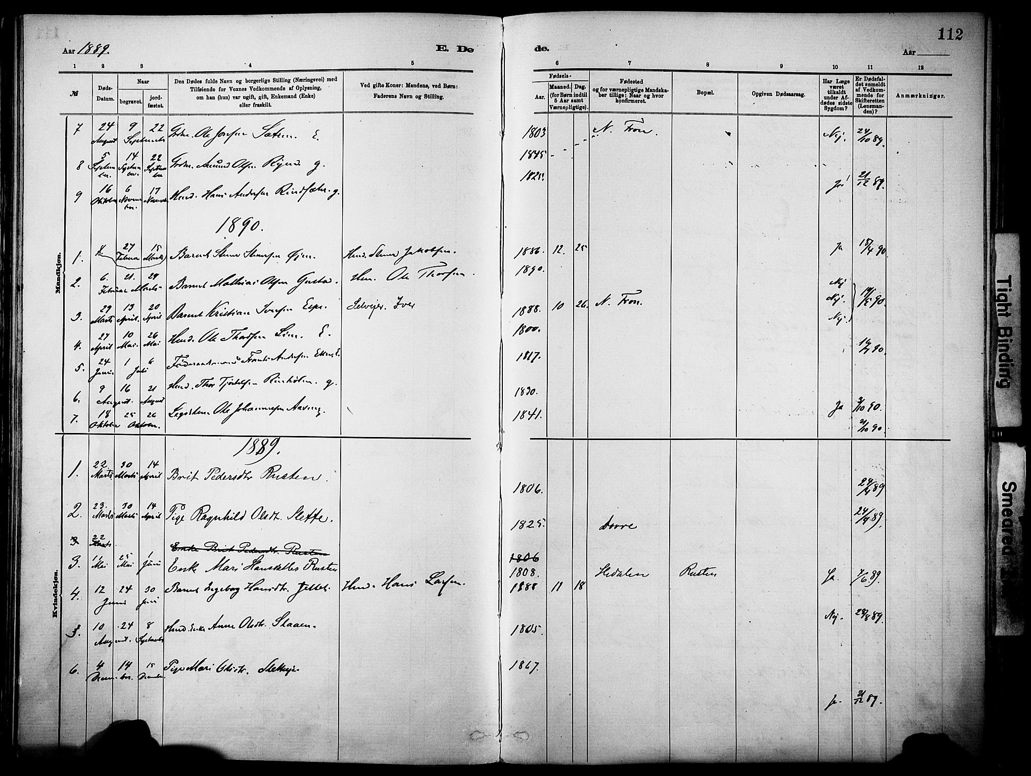 Vågå prestekontor, AV/SAH-PREST-076/H/Ha/Haa/L0010: Ministerialbok nr. 10, 1887-1904, s. 112