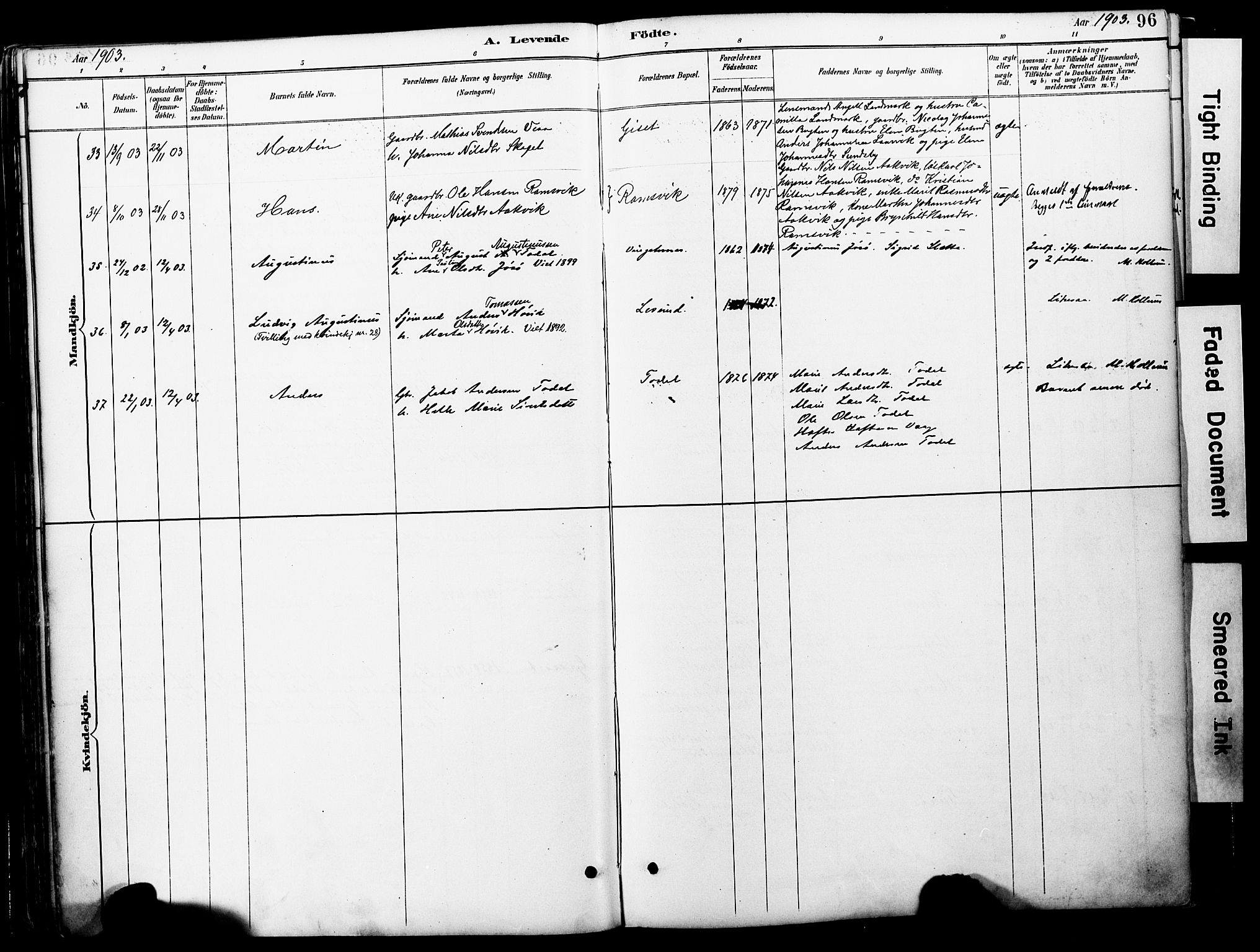 Ministerialprotokoller, klokkerbøker og fødselsregistre - Møre og Romsdal, AV/SAT-A-1454/578/L0907: Ministerialbok nr. 578A06, 1887-1904, s. 96