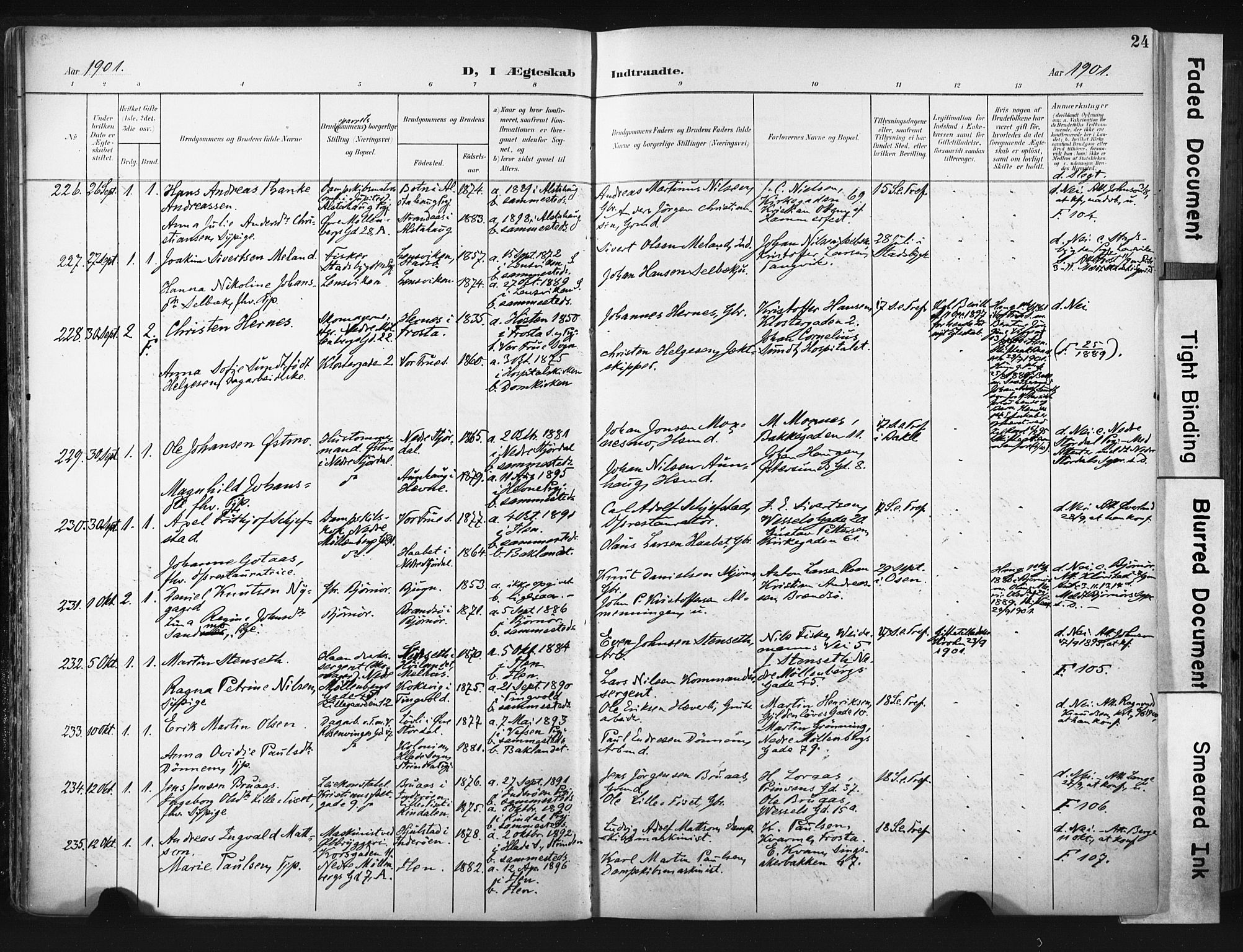 Ministerialprotokoller, klokkerbøker og fødselsregistre - Sør-Trøndelag, SAT/A-1456/604/L0201: Ministerialbok nr. 604A21, 1901-1911, s. 24