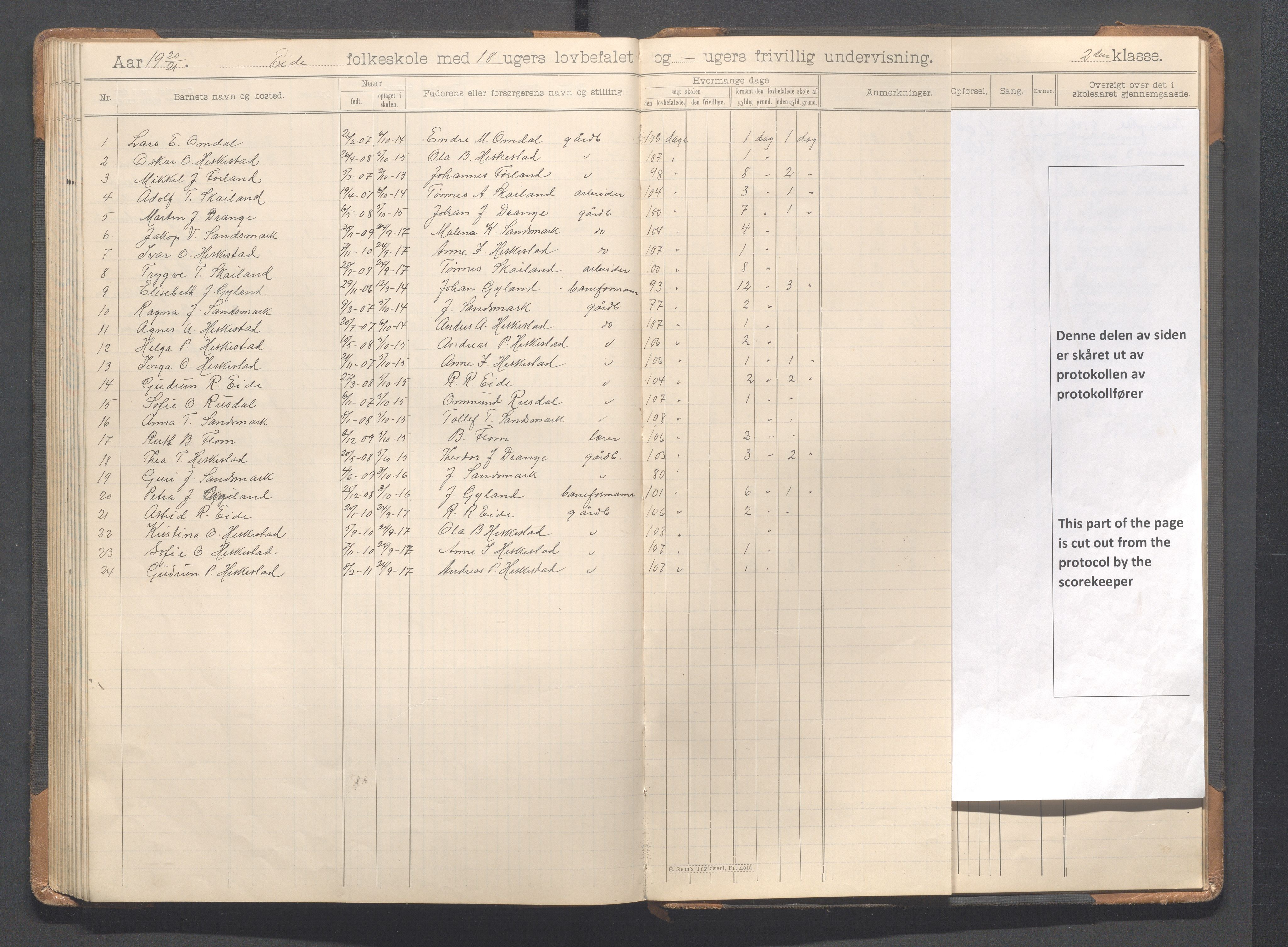 Heskestad kommune - Eide skole, IKAR/K-101744/H/L0001: Skoleprotokoll, 1898-1922, s. 91