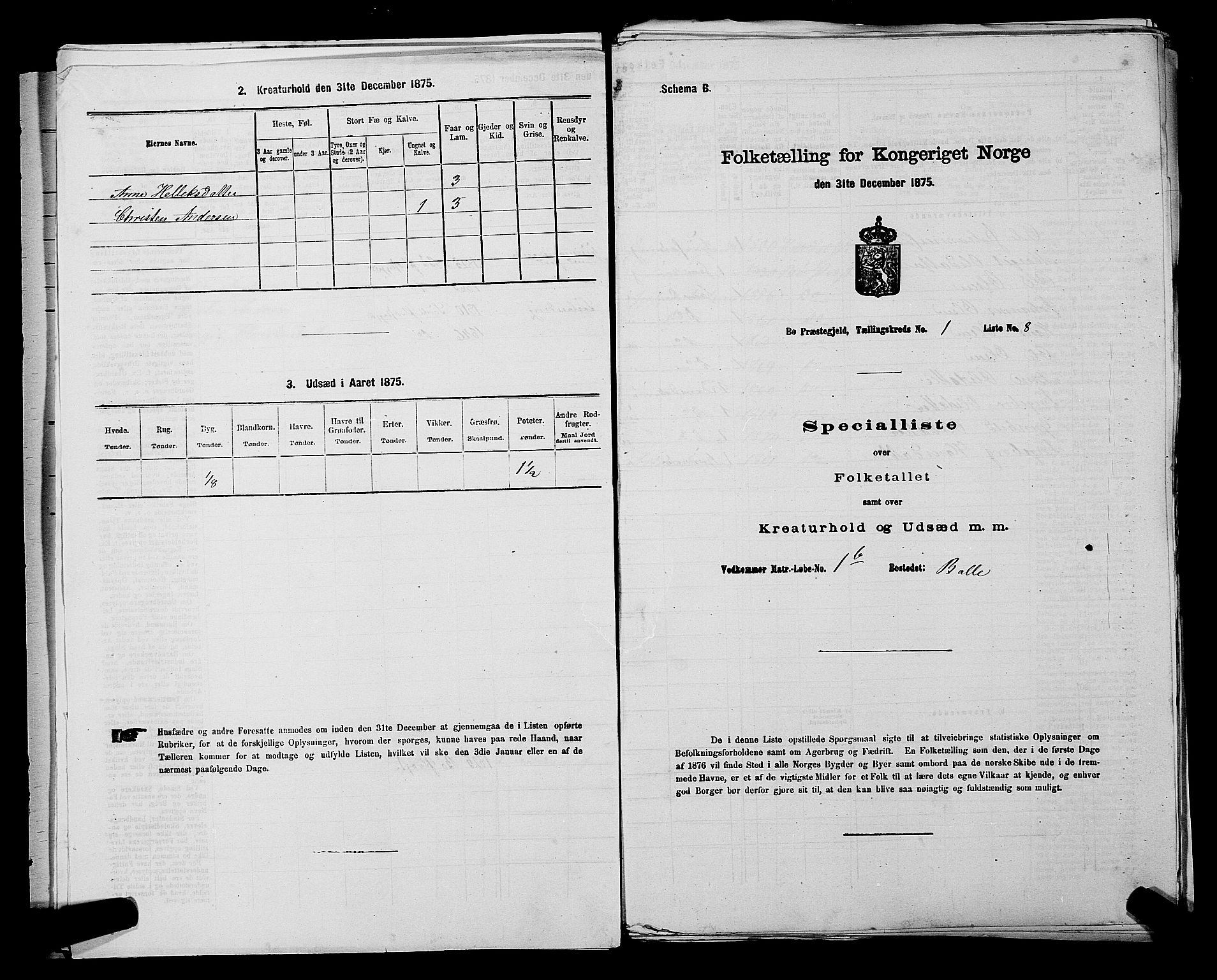 SAKO, Folketelling 1875 for 0821P Bø prestegjeld, 1875, s. 54