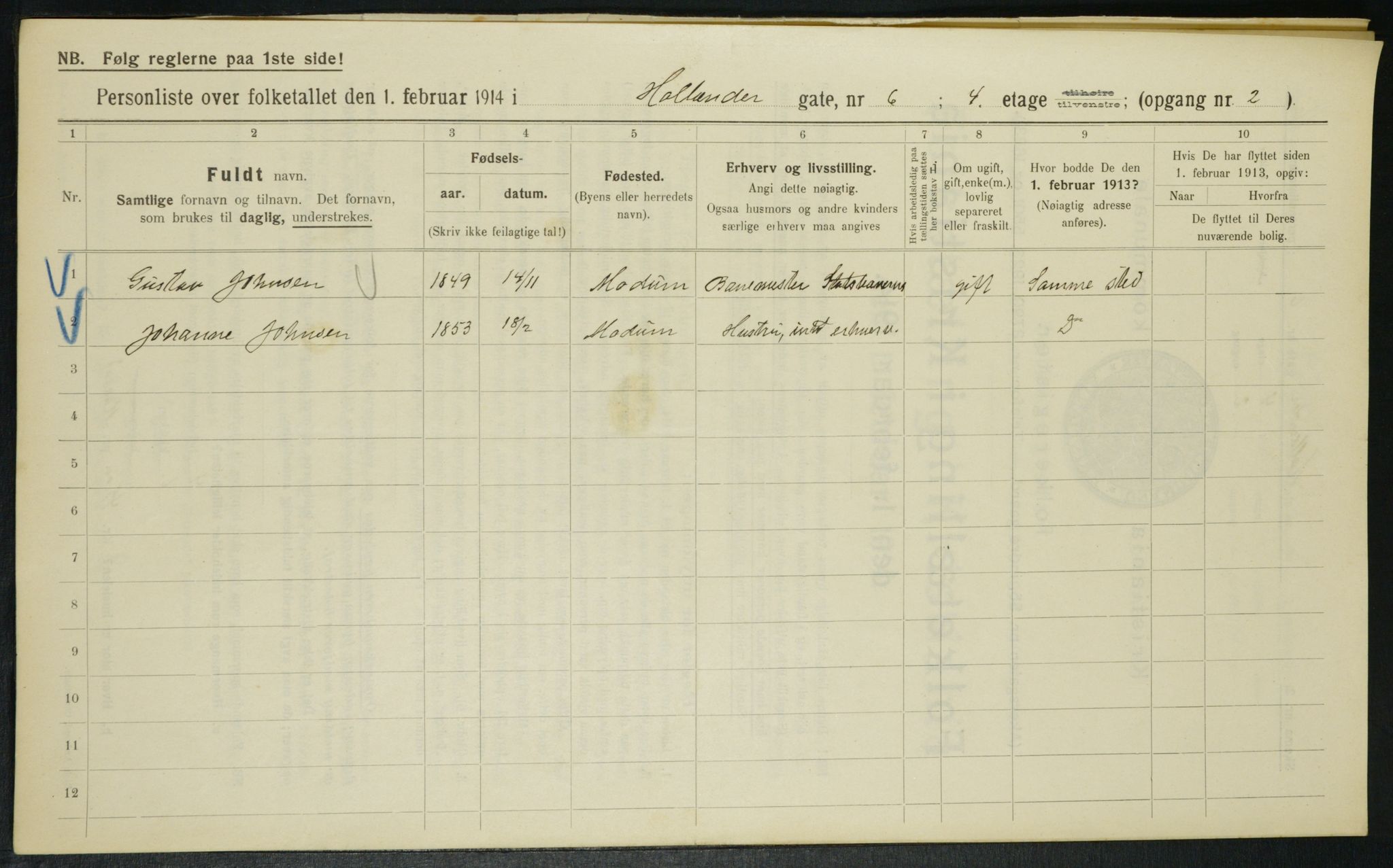 OBA, Kommunal folketelling 1.2.1914 for Kristiania, 1914, s. 40809