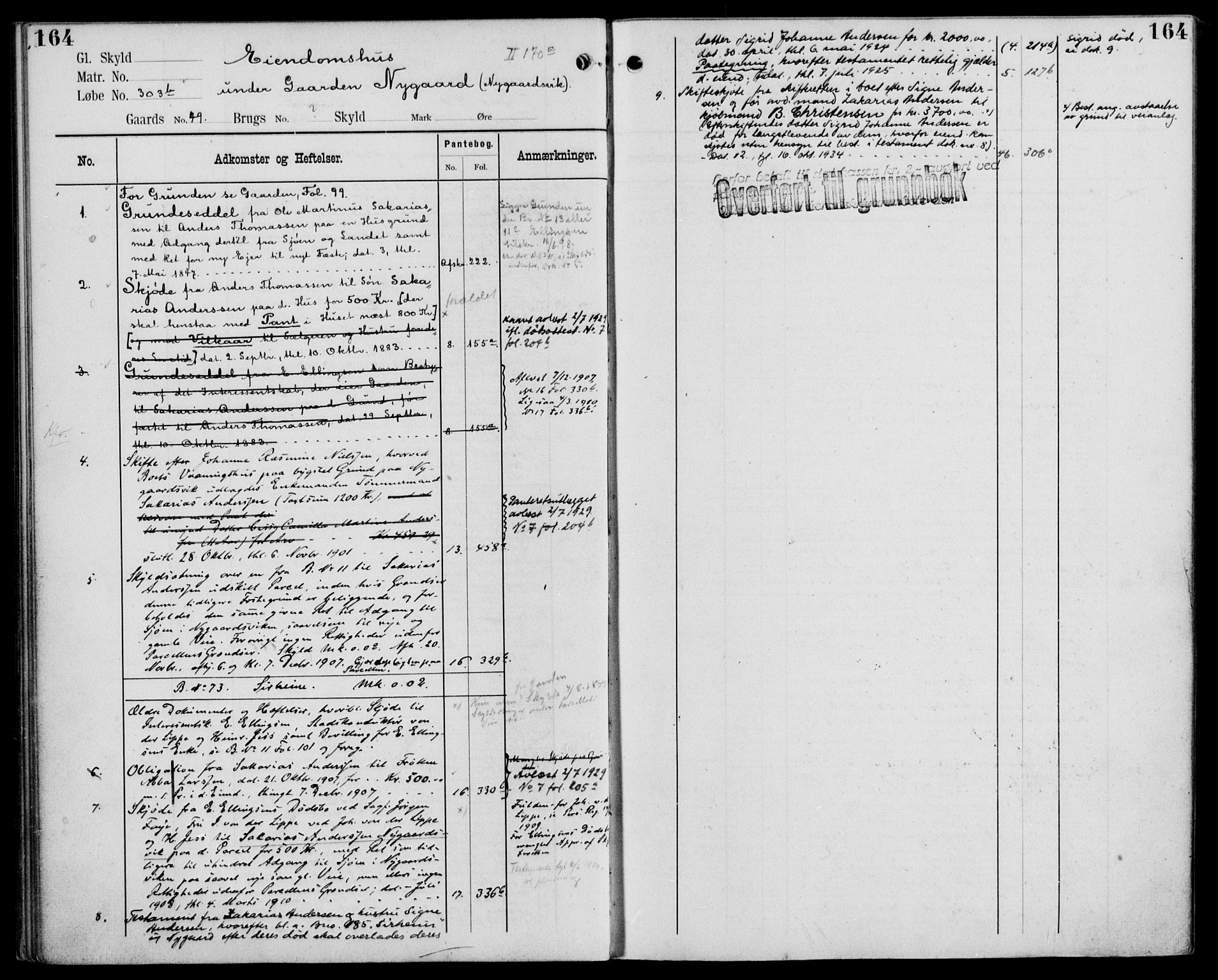 Midhordland sorenskriveri, AV/SAB-A-3001/1/G/Ga/Gab/L0110: Panteregister nr. II.A.b.110, s. 164