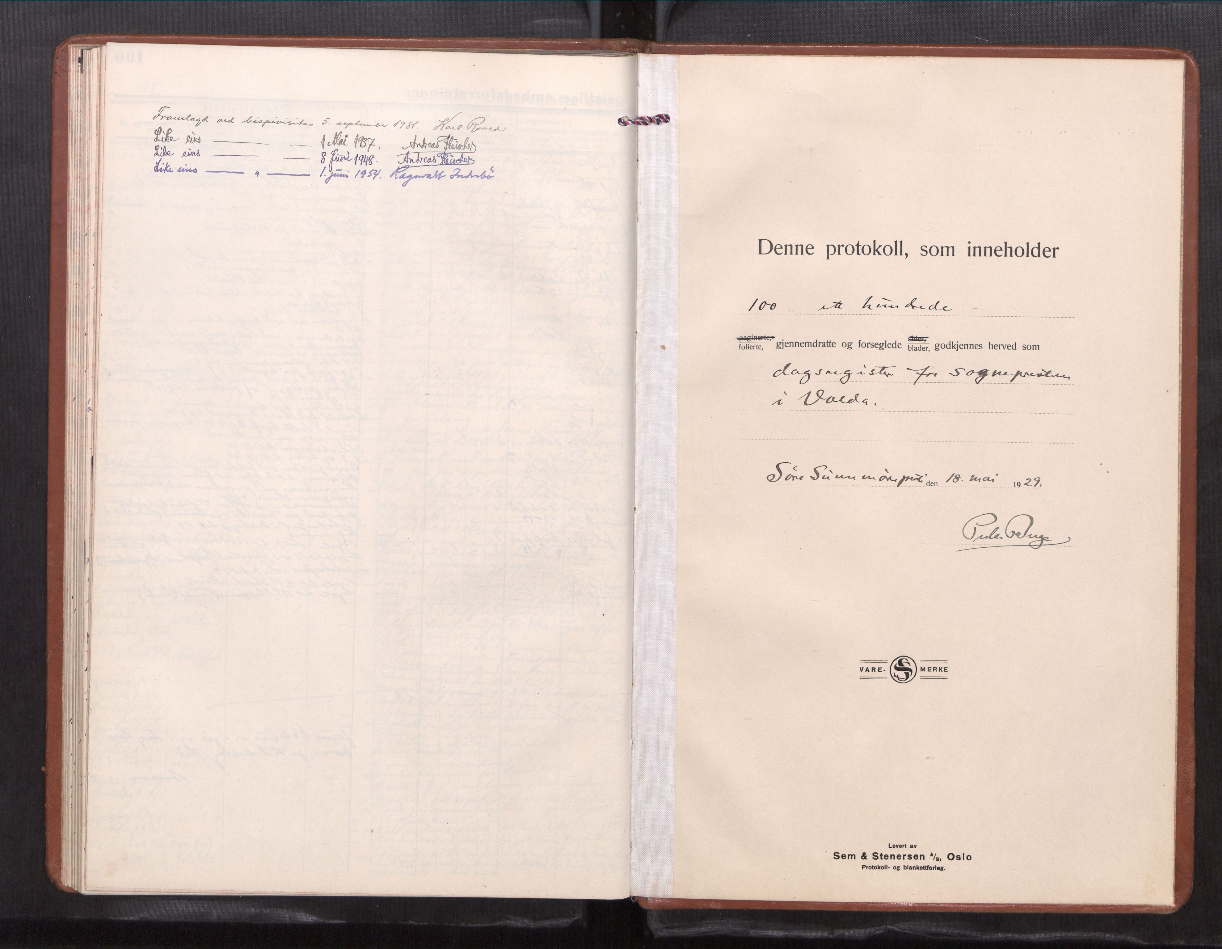 Ministerialprotokoller, klokkerbøker og fødselsregistre - Møre og Romsdal, AV/SAT-A-1454/511/L0148: Dagsregister nr. 511---, 1929-1952