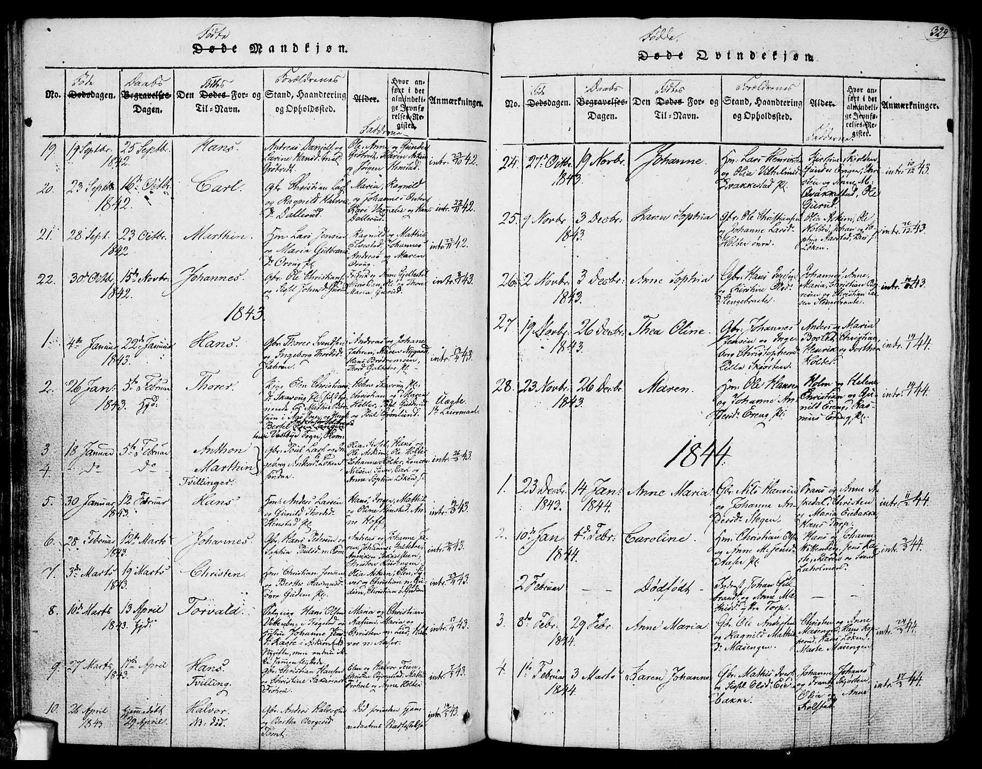Askim prestekontor Kirkebøker, AV/SAO-A-10900/F/Fa/L0004: Ministerialbok nr. 4, 1817-1846, s. 328-329