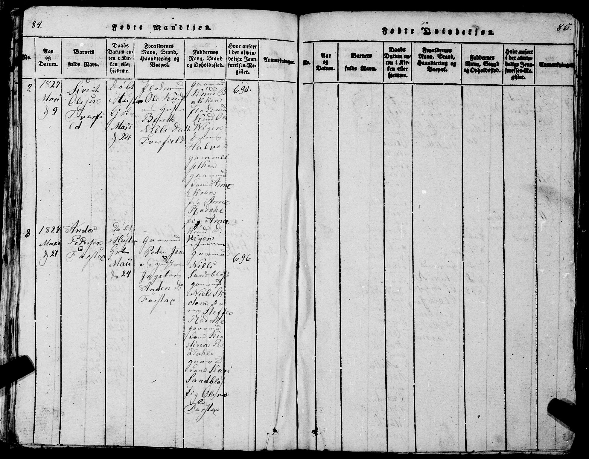 Ministerialprotokoller, klokkerbøker og fødselsregistre - Møre og Romsdal, AV/SAT-A-1454/567/L0781: Klokkerbok nr. 567C01, 1818-1845, s. 84-85