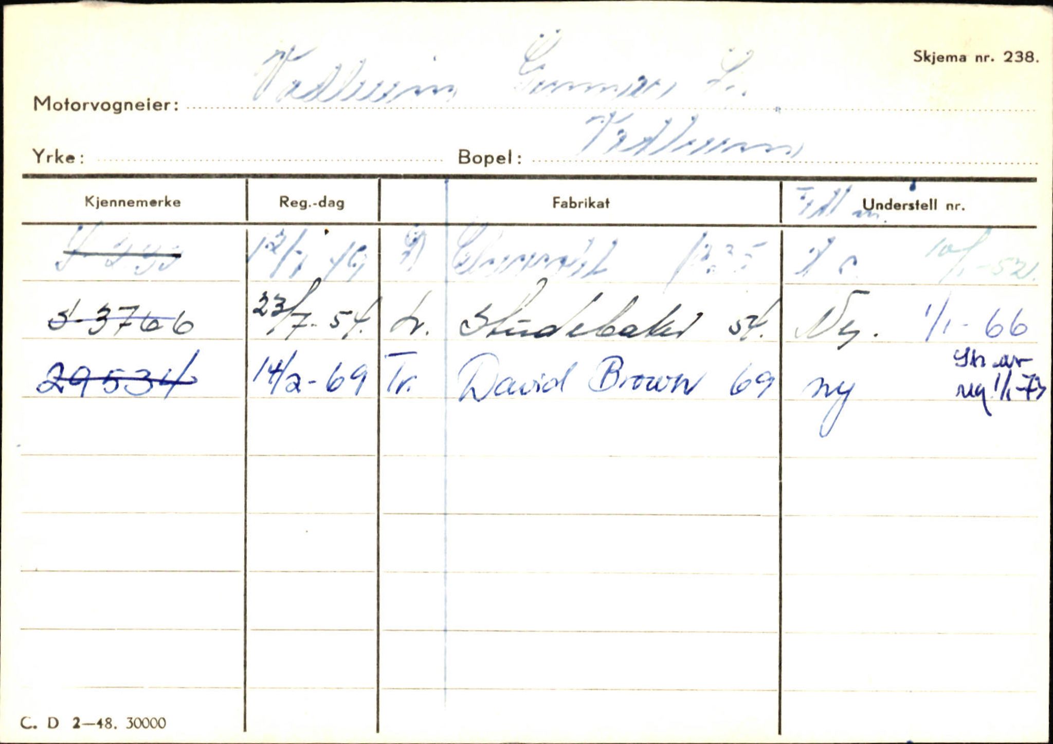 Statens vegvesen, Sogn og Fjordane vegkontor, SAB/A-5301/4/F/L0131: Eigarregister Høyanger P-Å. Stryn S-Å, 1945-1975, s. 741