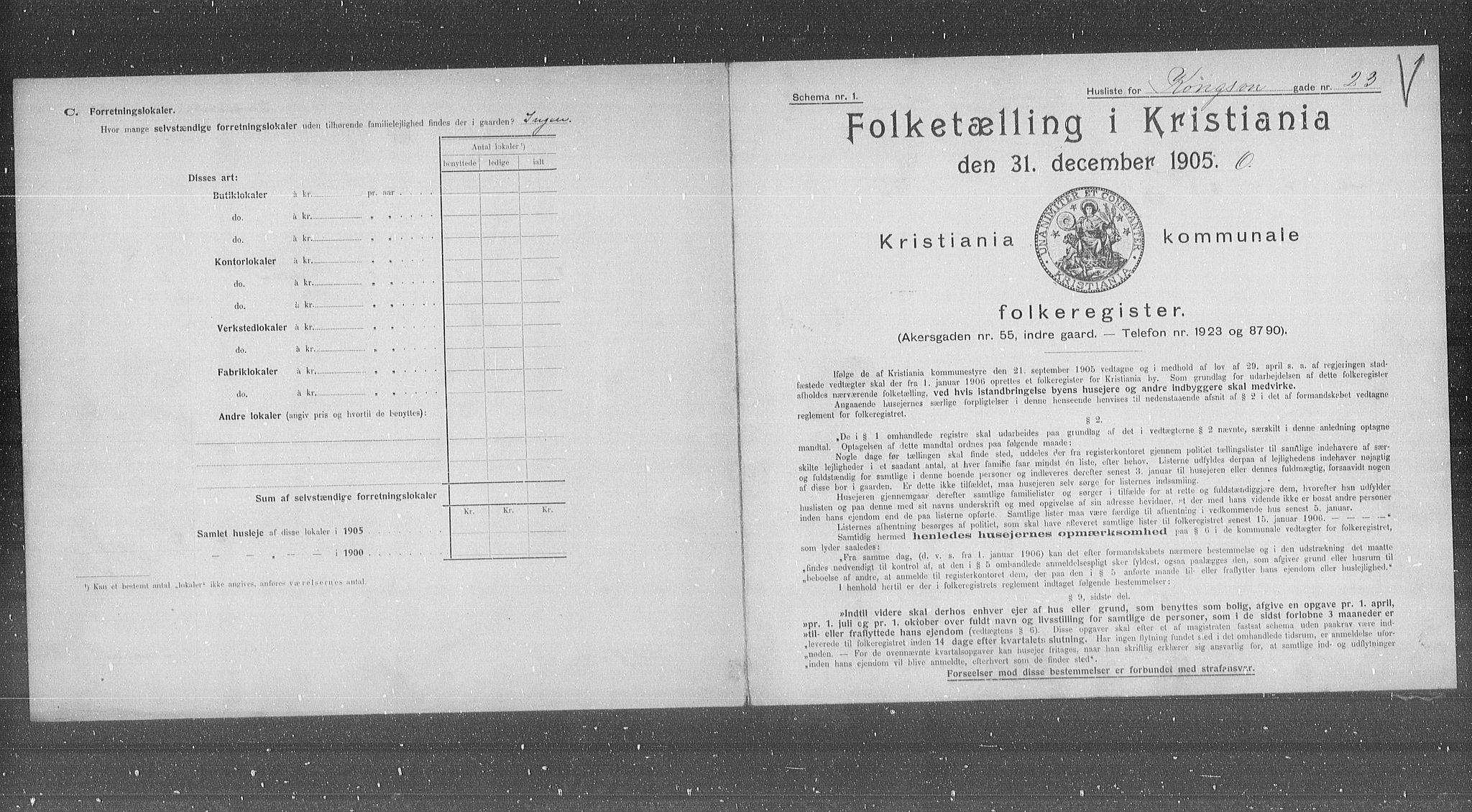 OBA, Kommunal folketelling 31.12.1905 for Kristiania kjøpstad, 1905, s. 27943